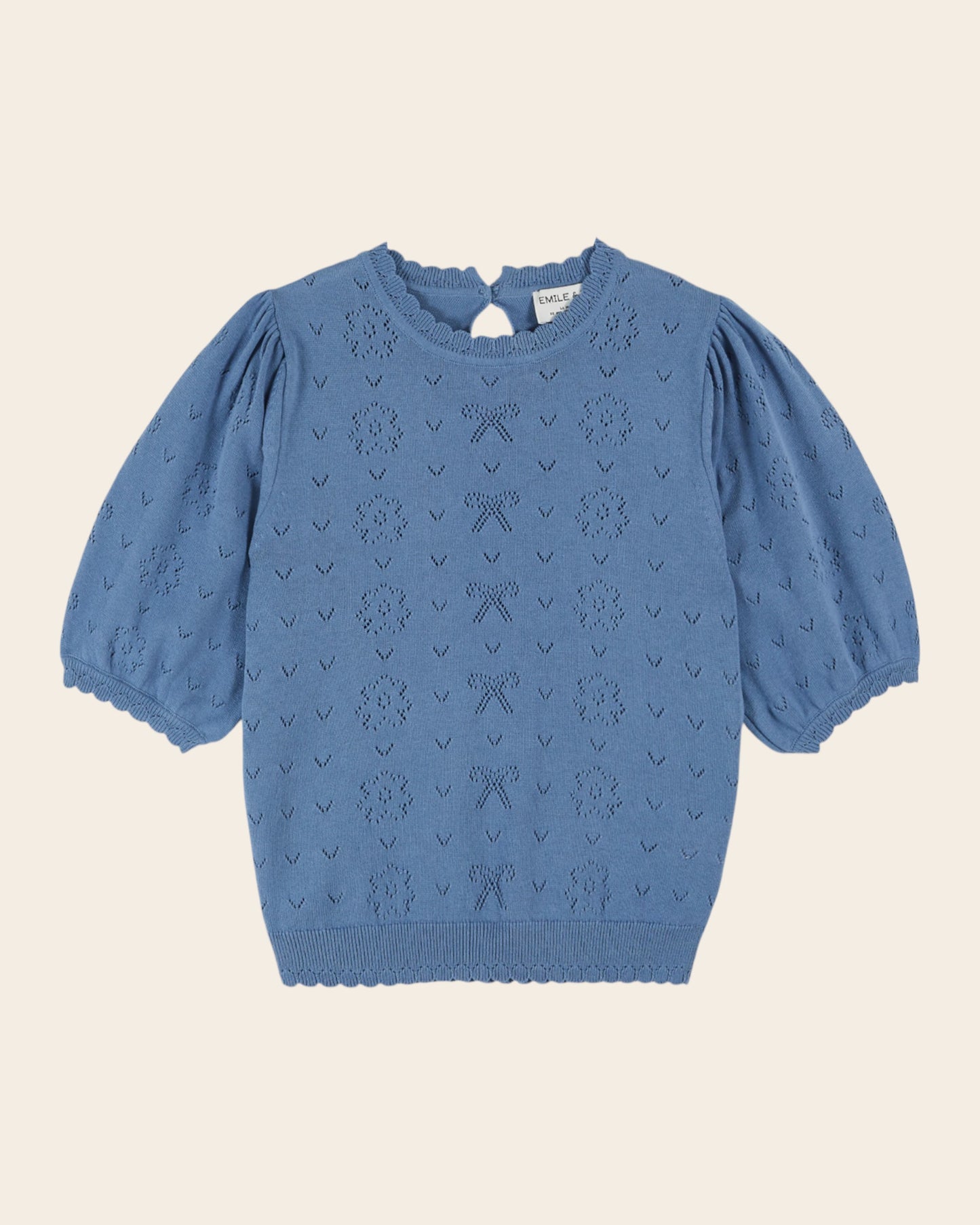 Pull - Ajouré noeud bleu