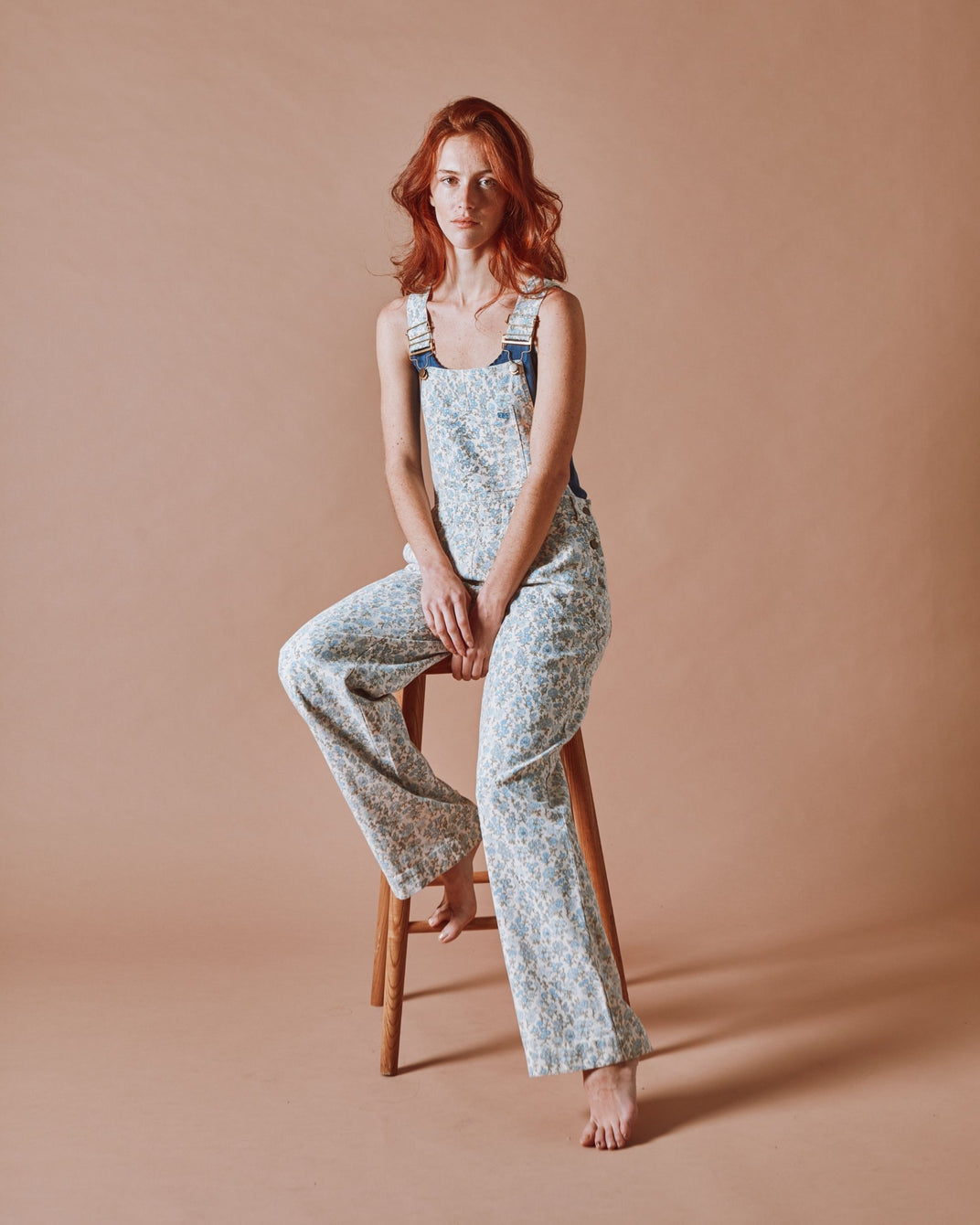 Salopette - Fleurs bleu