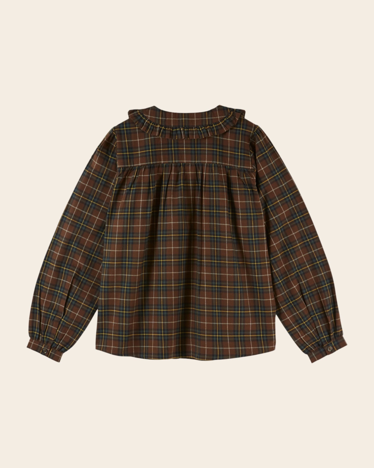 Blouse - Plissée carreaux marron