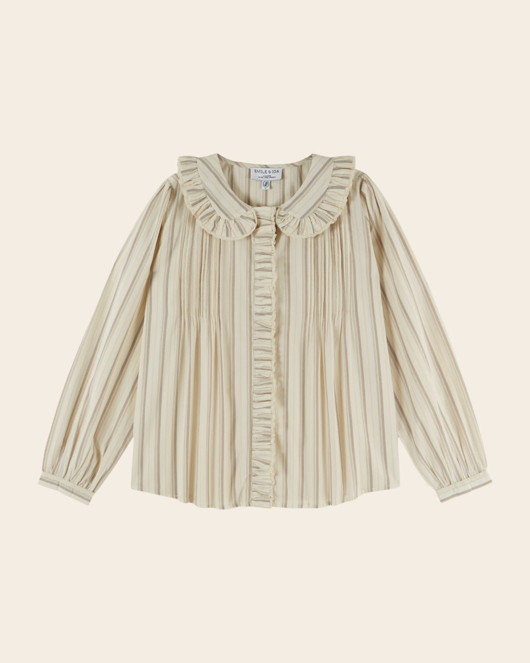 Blouse - Plissée rayures beige
