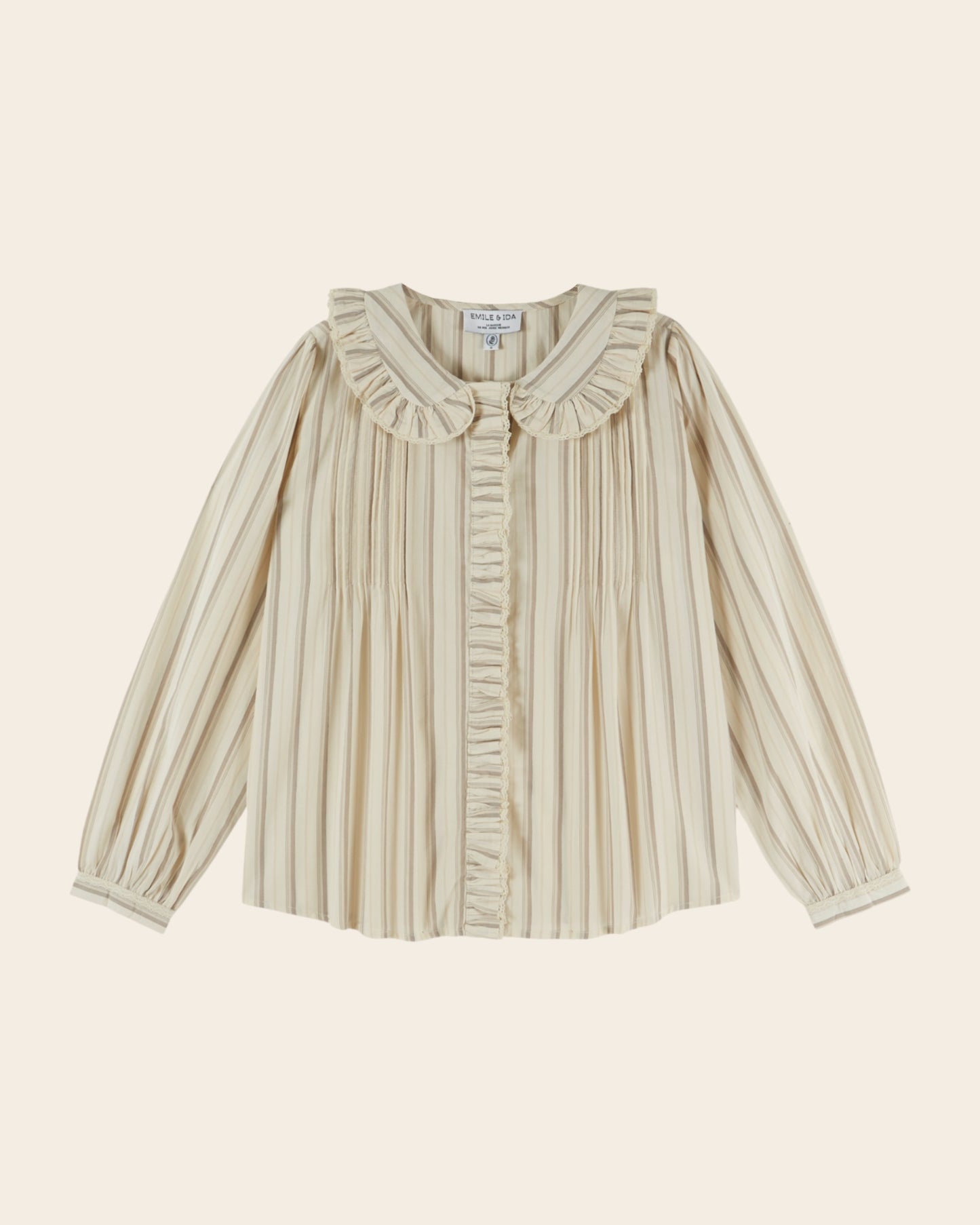 Blouse - Plissée rayures beige