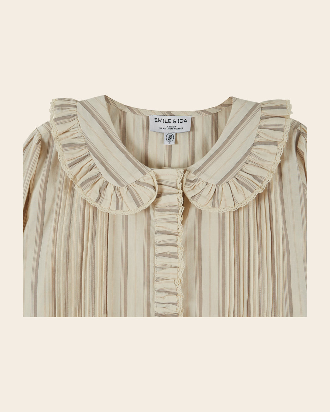 Blouse - Plissée rayures beige