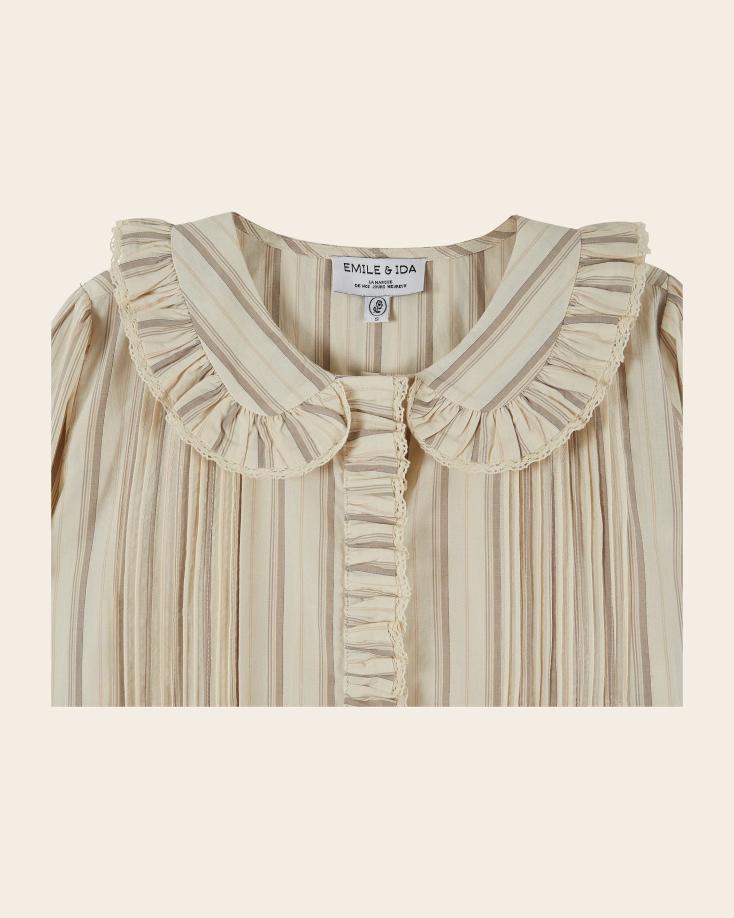 Blouse - Plissée rayures beige