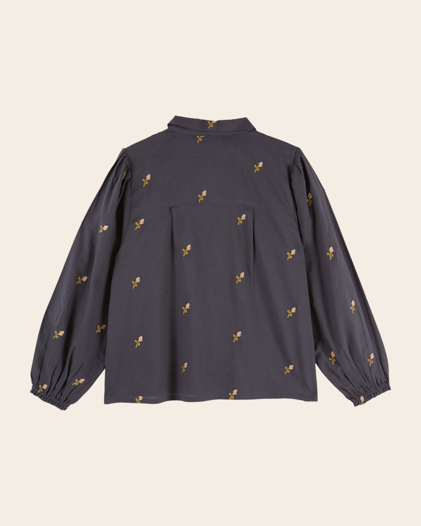 Blouse - Brodée point de croix anthracite