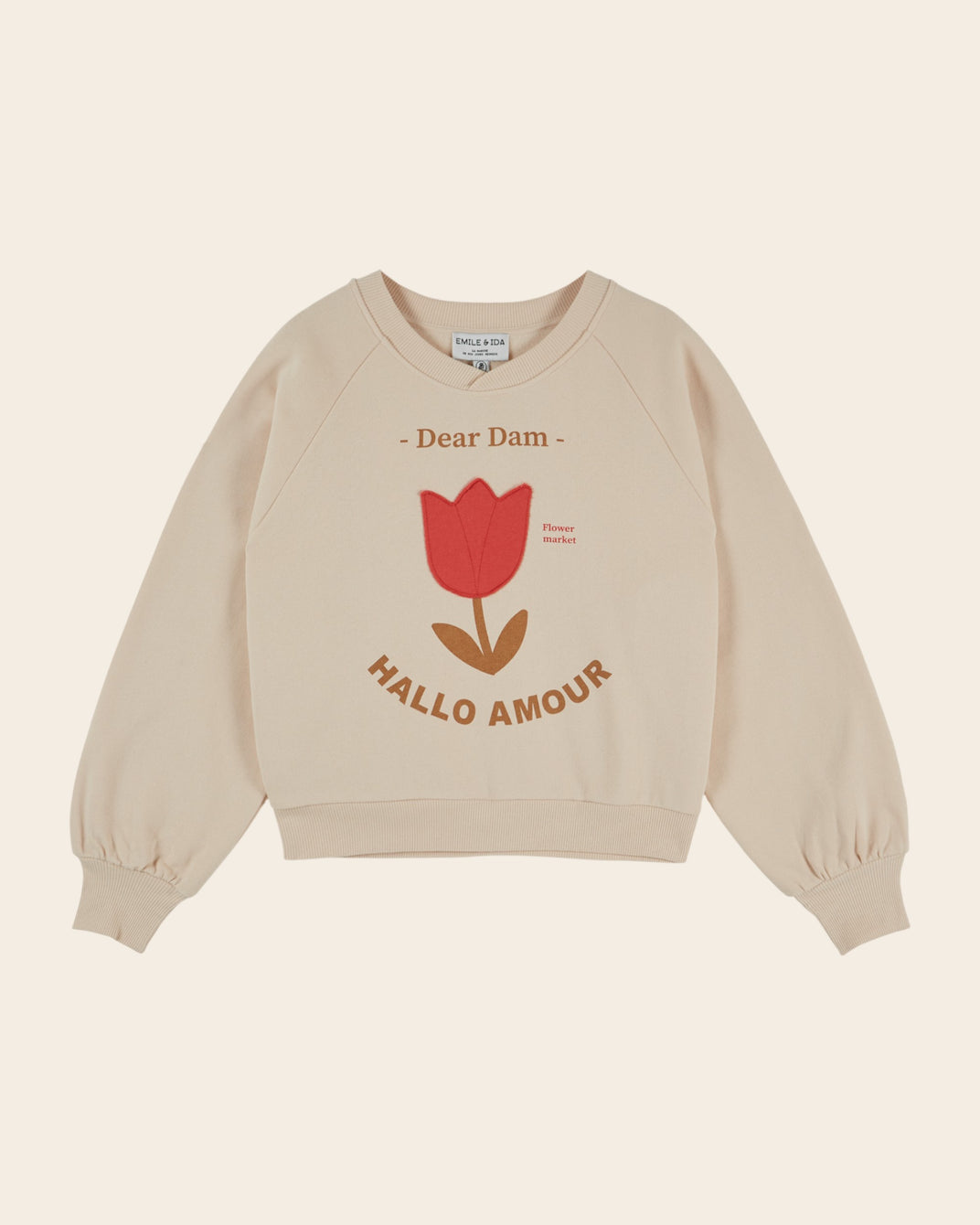 Sweat - Tulipe brodée beige clair