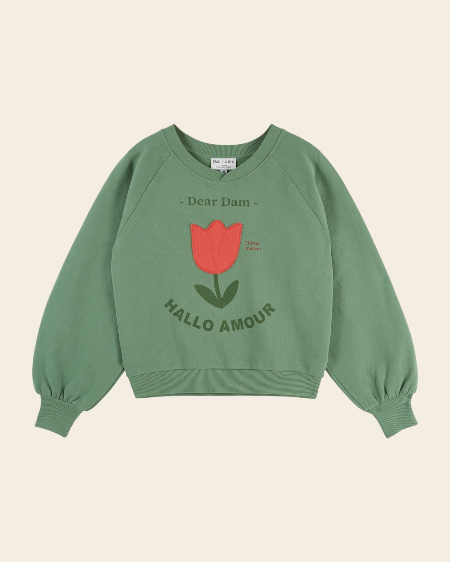 Sweat - Tulipe brodée vert