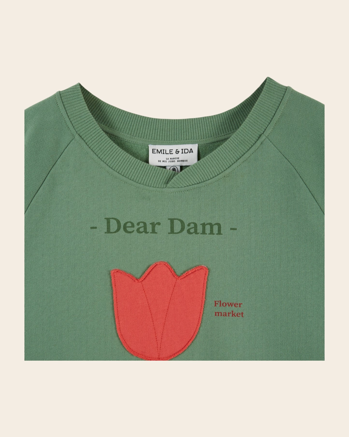 Sweat - Tulipe brodée vert
