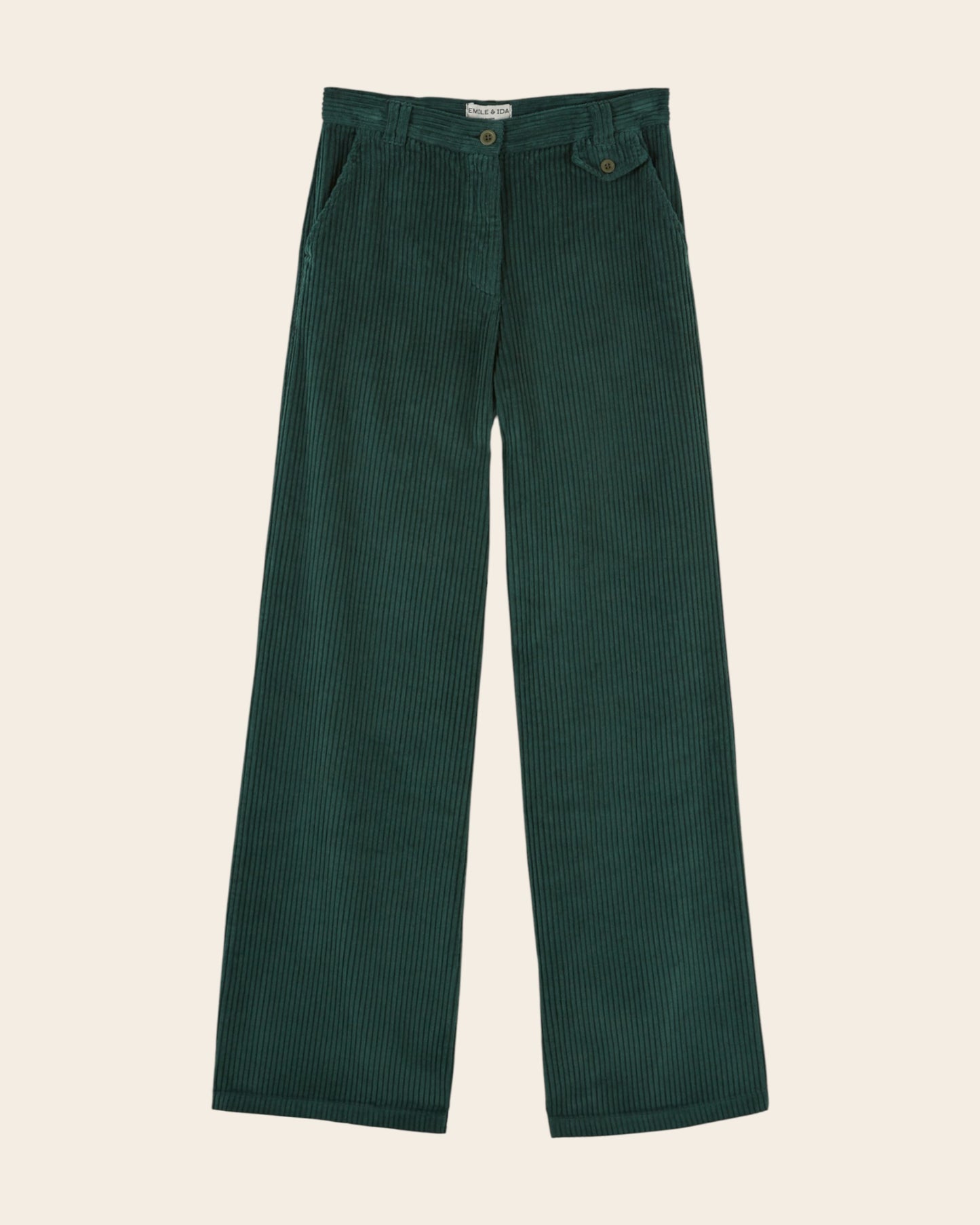 Pantalon - Velours cotelé vert forêt