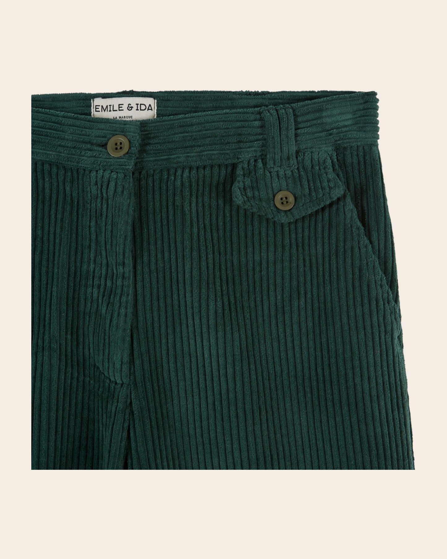 Pantalon - Velours cotelé vert forêt