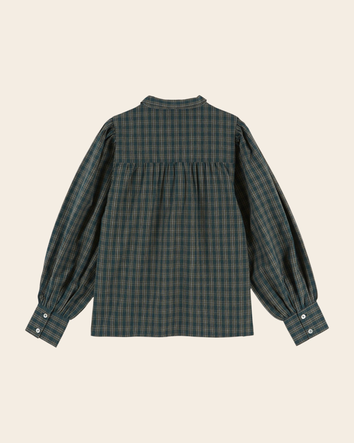 Blouse - Col lavallière carreaux vert