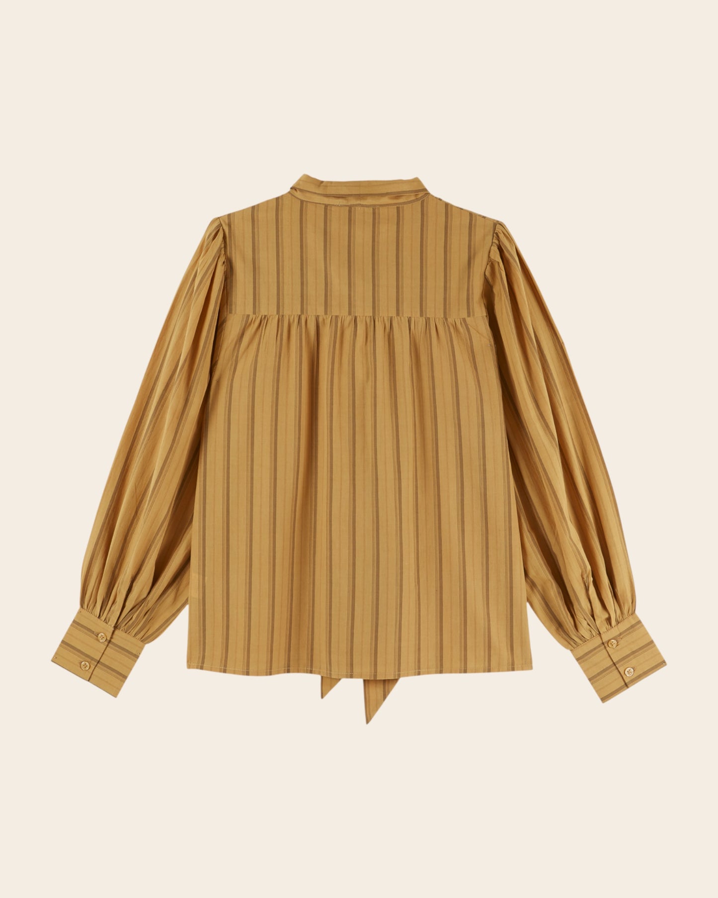 Blouse - Col lavallière rayures ocre
