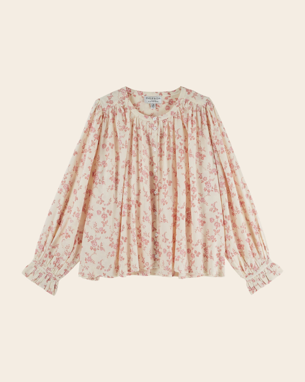 Blouse - Fleurie écru et rose