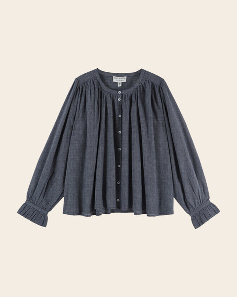 Blouse - Khadi carreaux marine