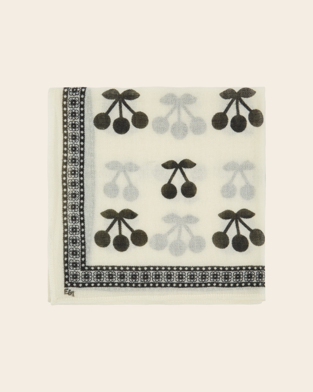 Petit foulard - Noir et écru cerises