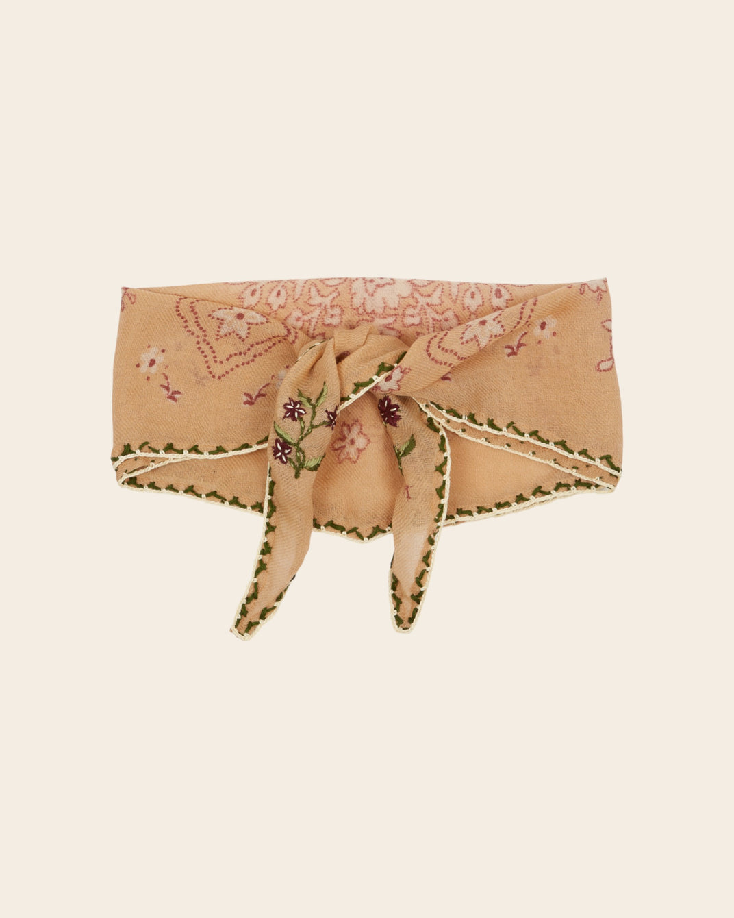 Foulard à nouer - Beige fleuri