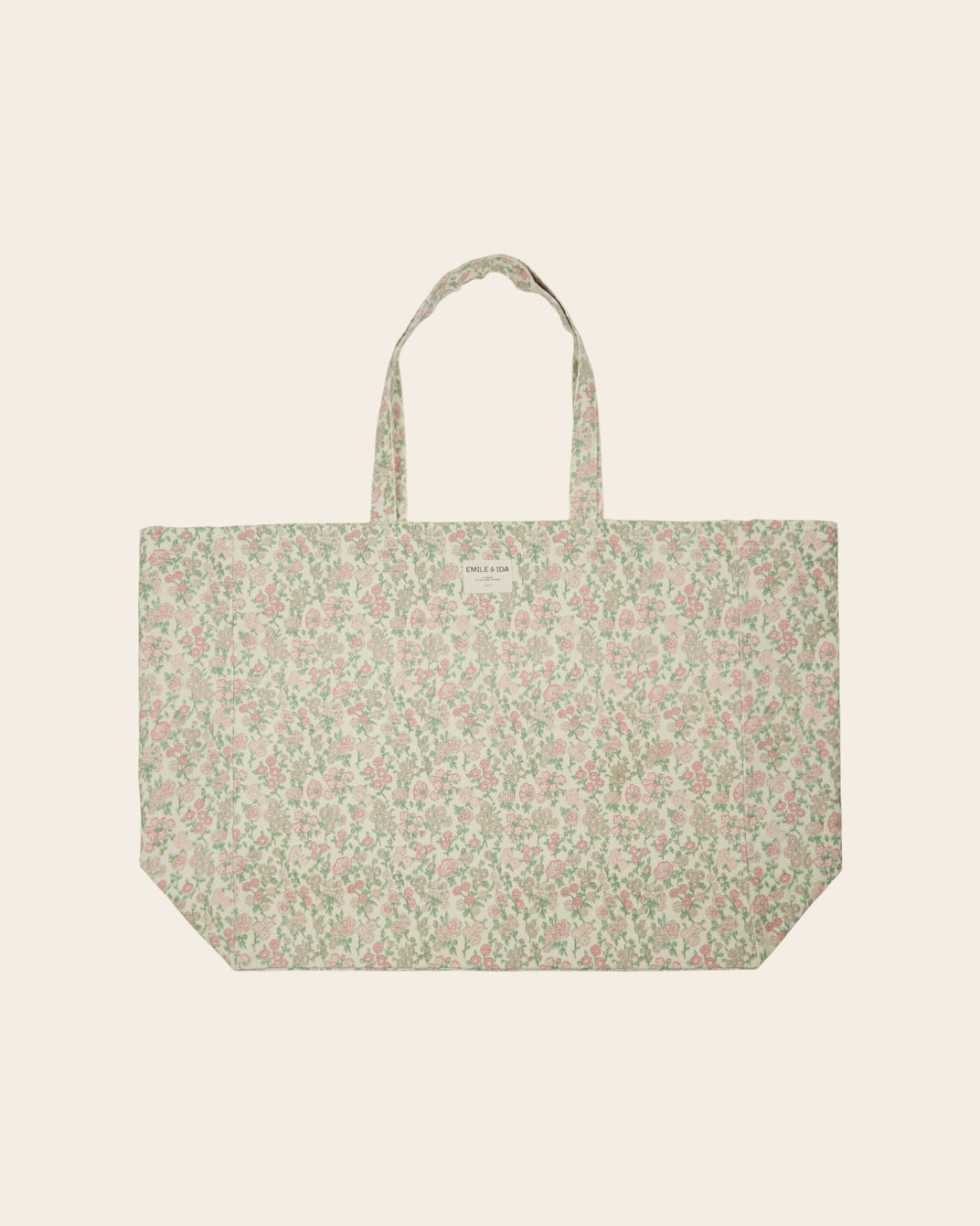 Grand tote bag - Fleuri vert
