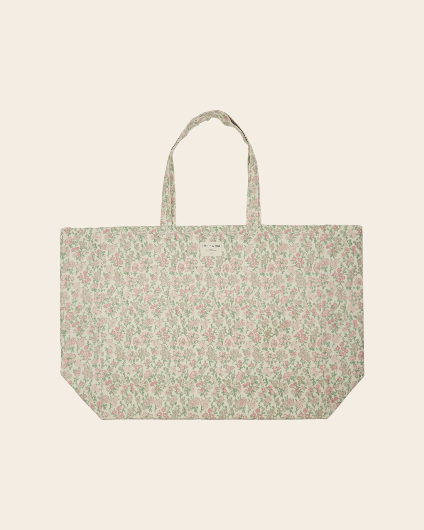 Grand tote bag - Fleuri vert