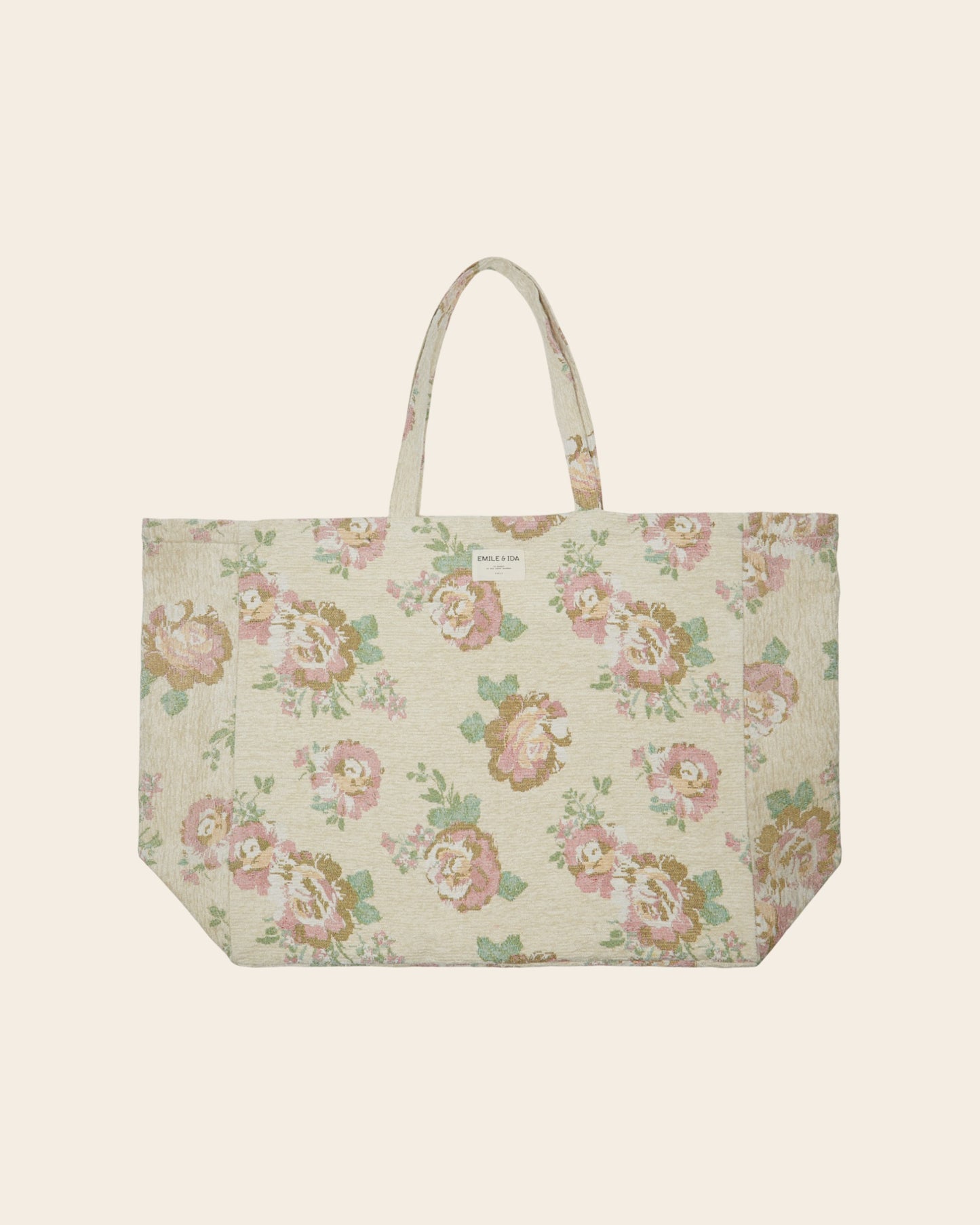 Grand tote bag - Jacquard fleuri