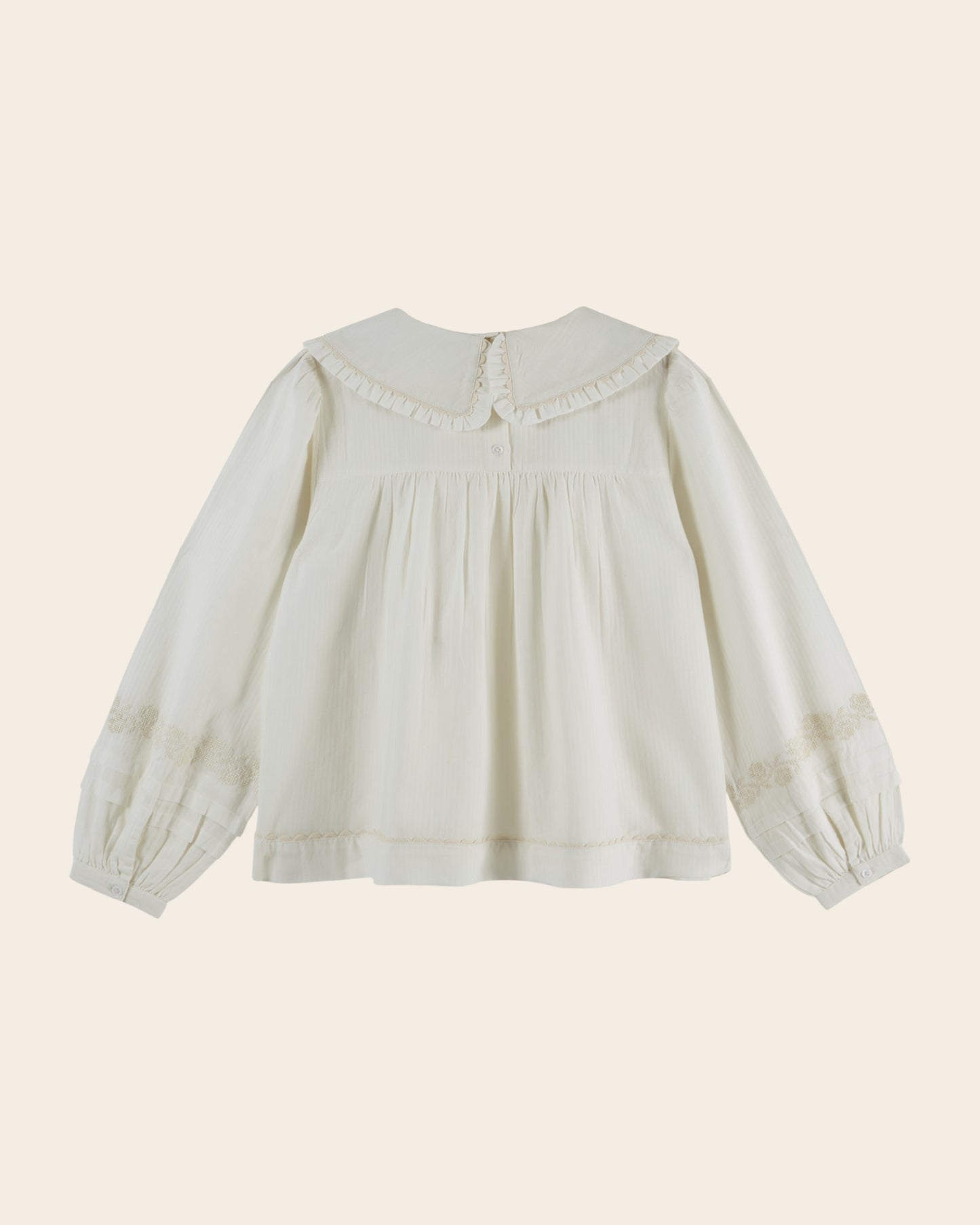 Blouse - Grand col brodé point de croix écru