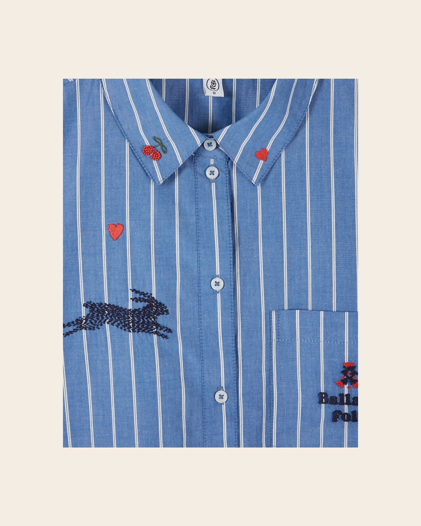 Chemise - Brodée rayures bleu