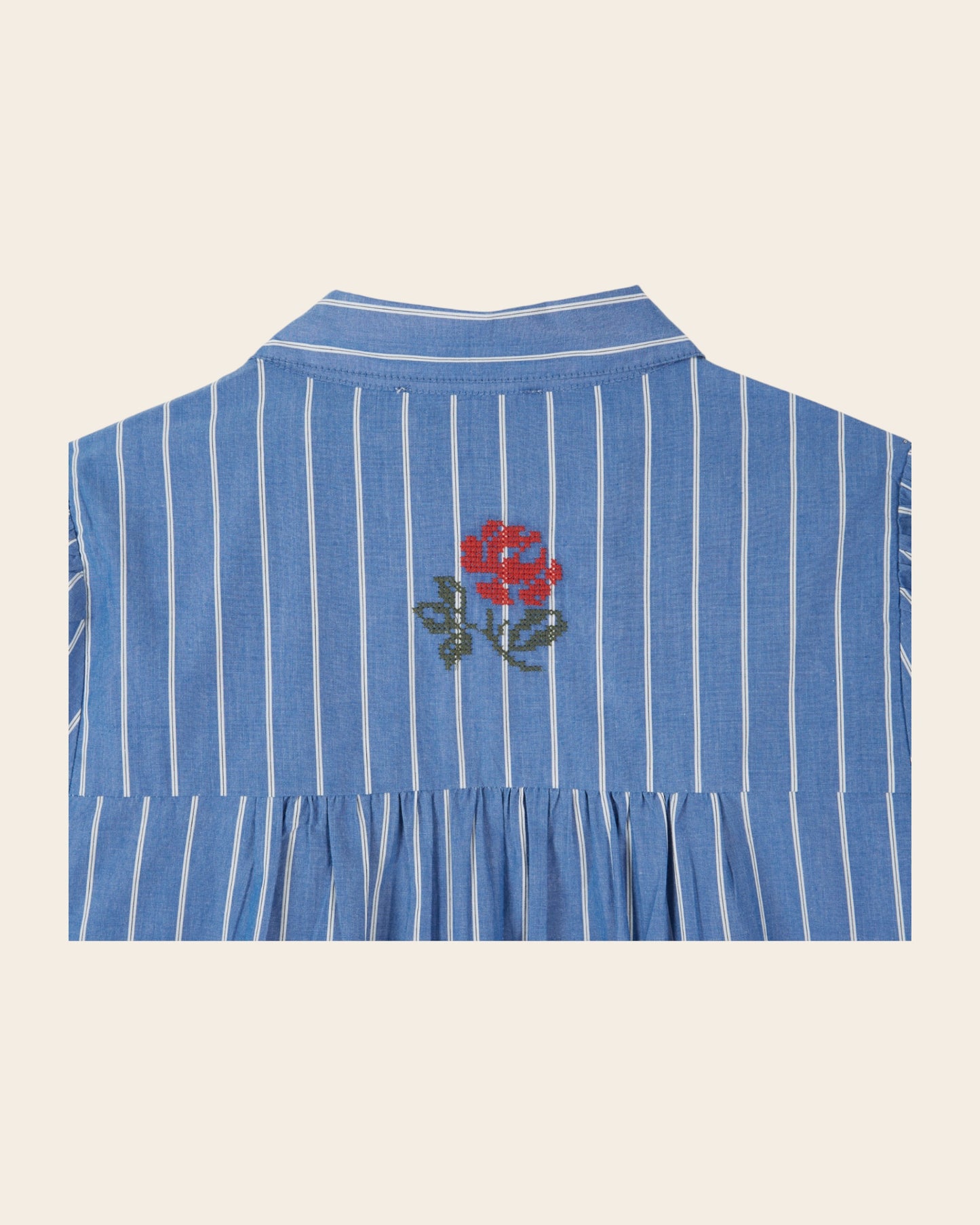 Chemise - Brodée rayures bleu