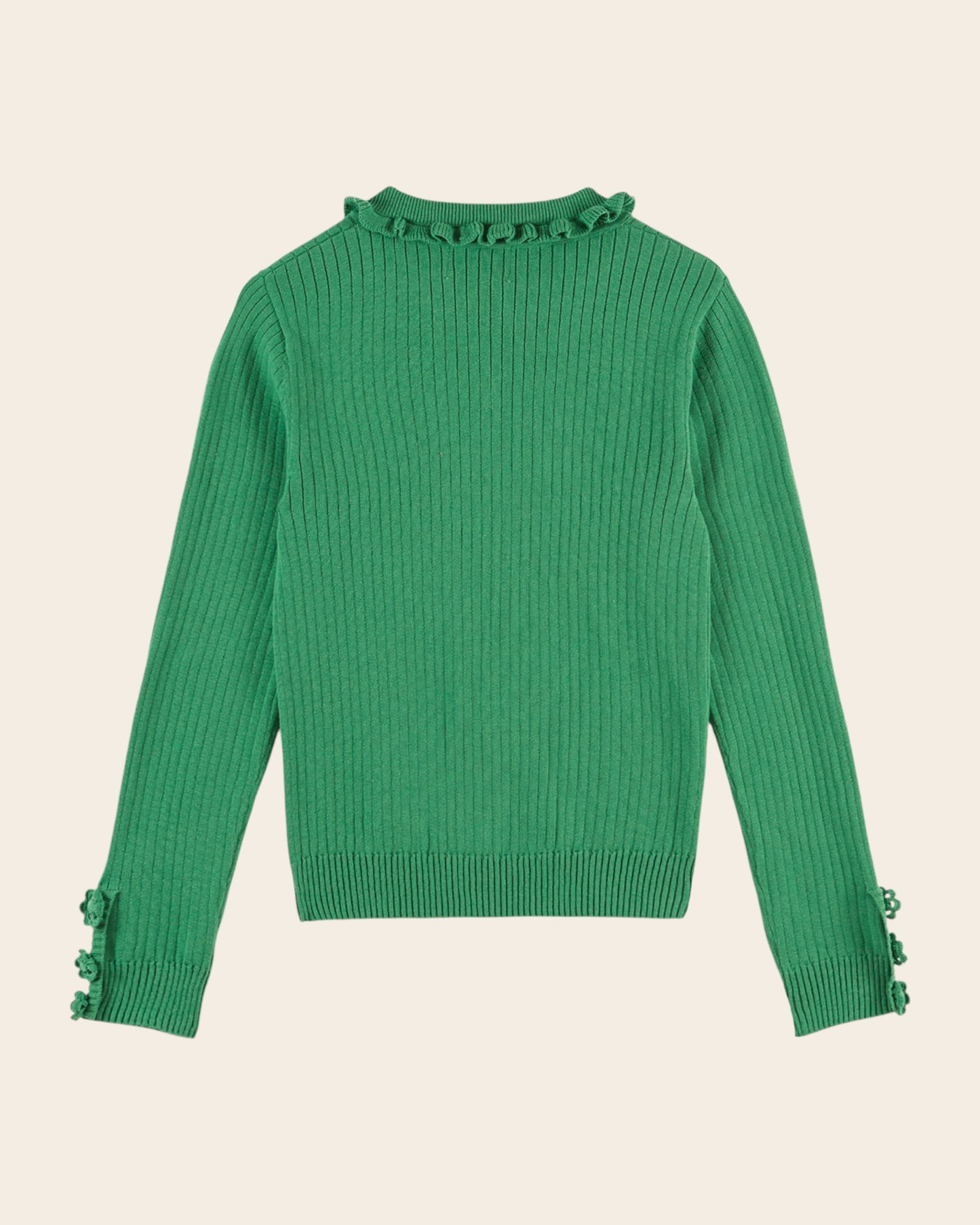 Pull - Côte col volanté vert