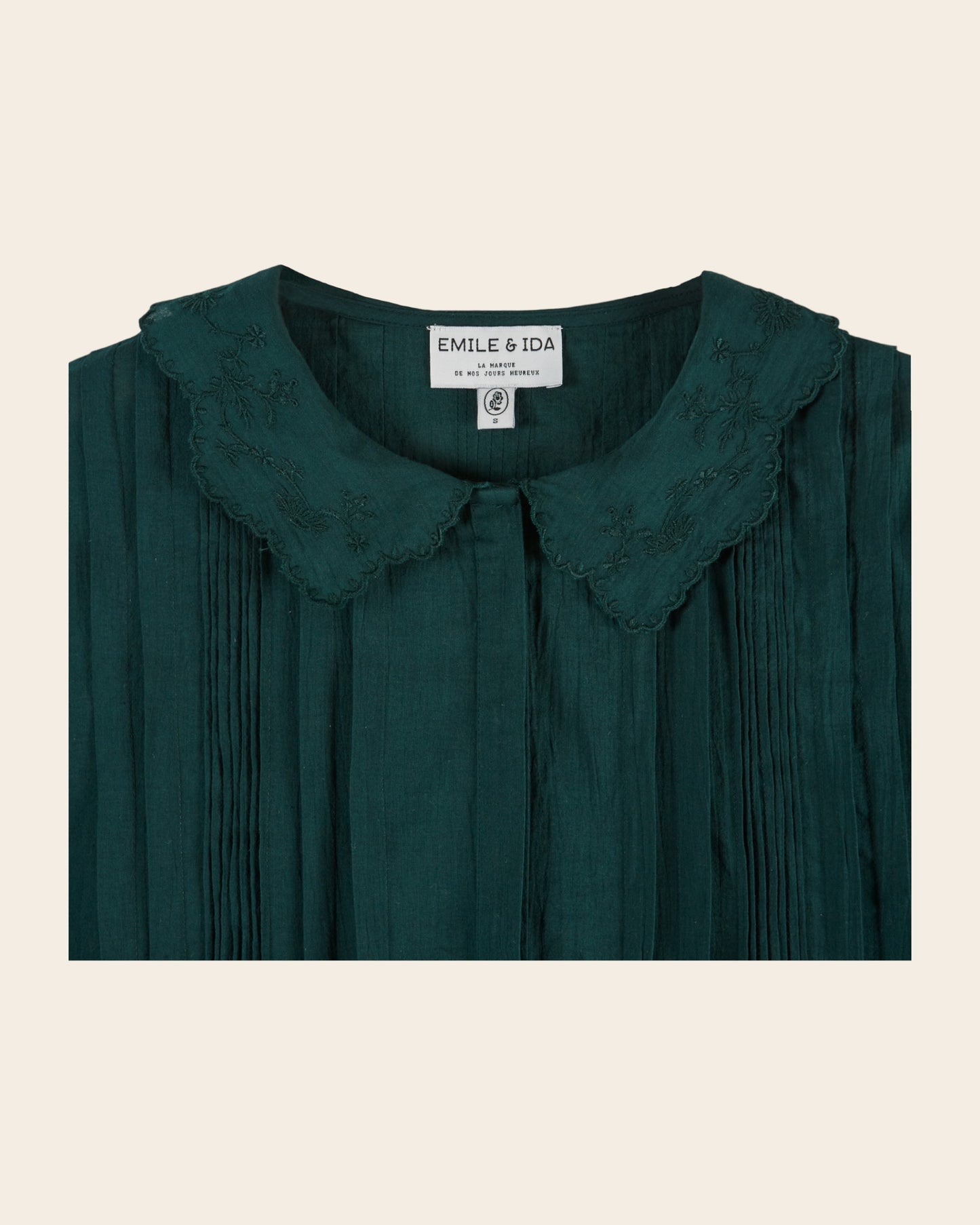 Blouse - Dentelle col brodé foret