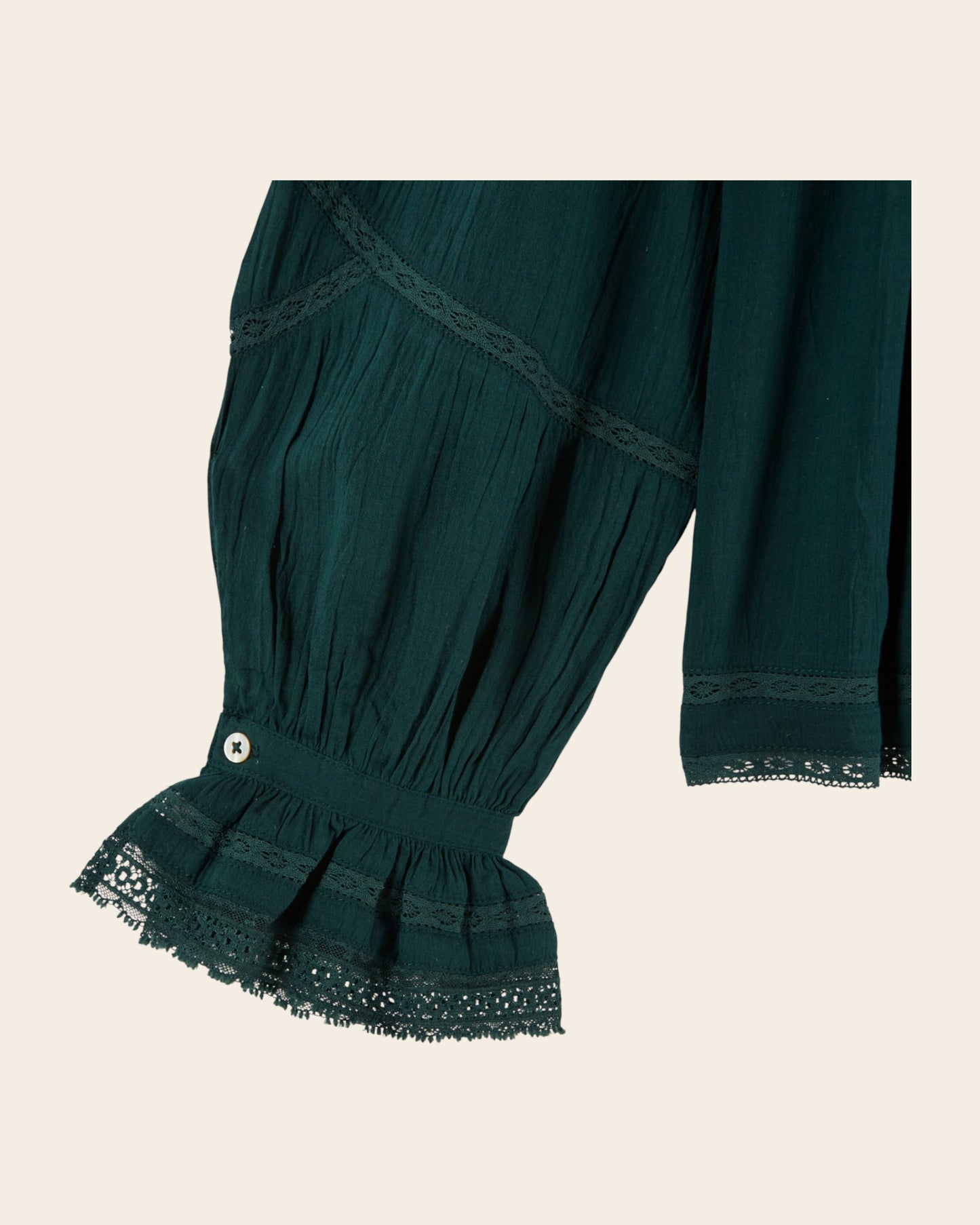 Blouse - Dentelle col brodé foret