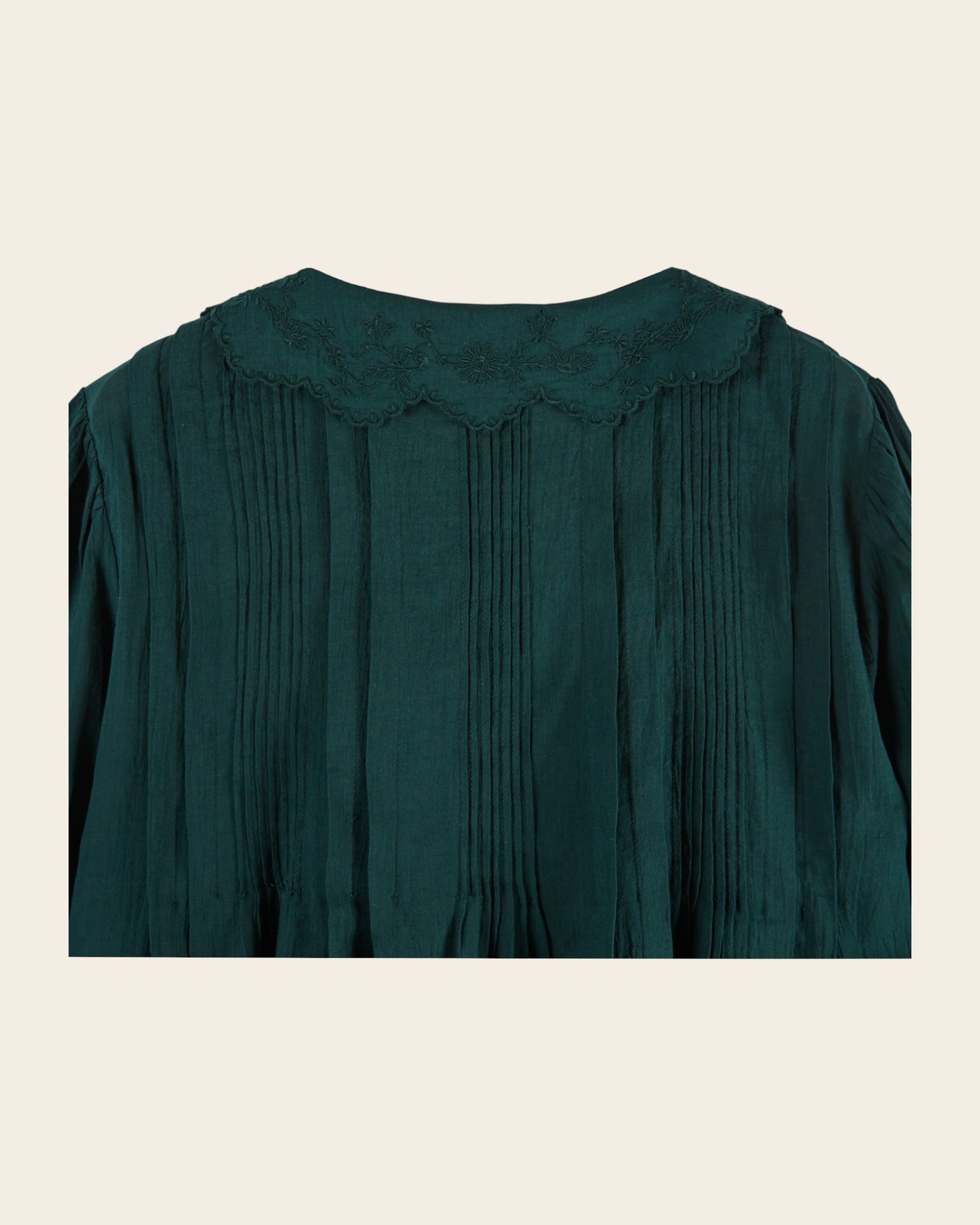 Blouse - Dentelle col brodé foret