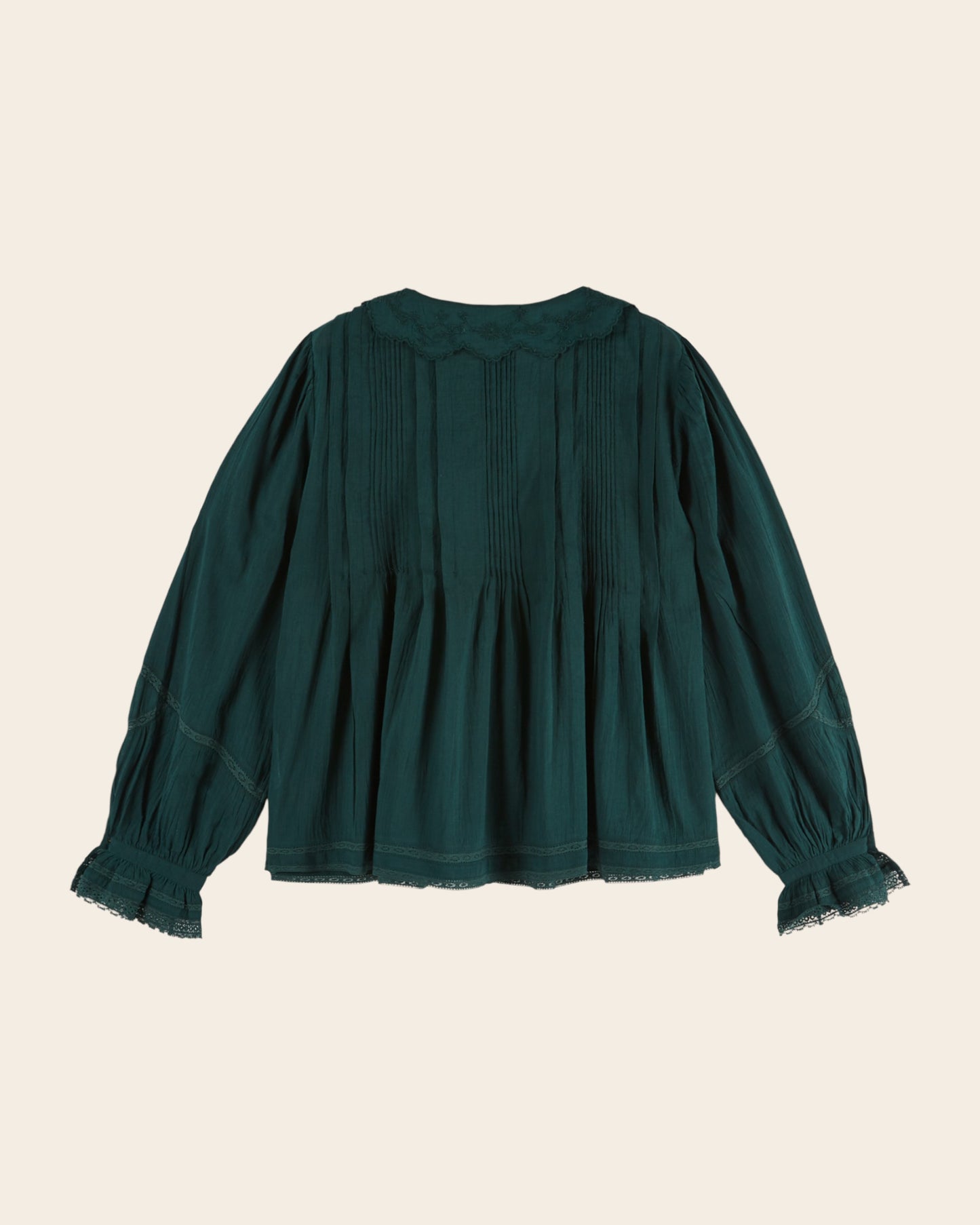 Blouse - Dentelle col brodé foret