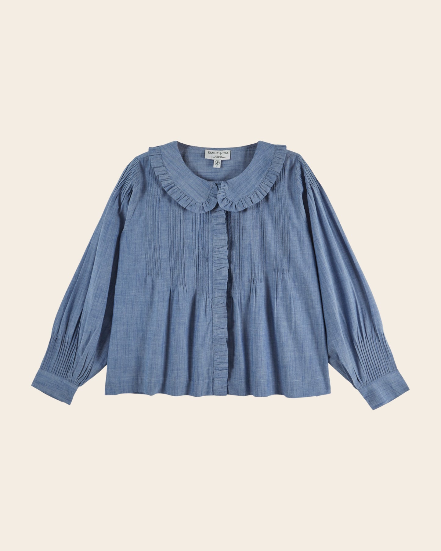 Blouse - Plissée bleu chambray