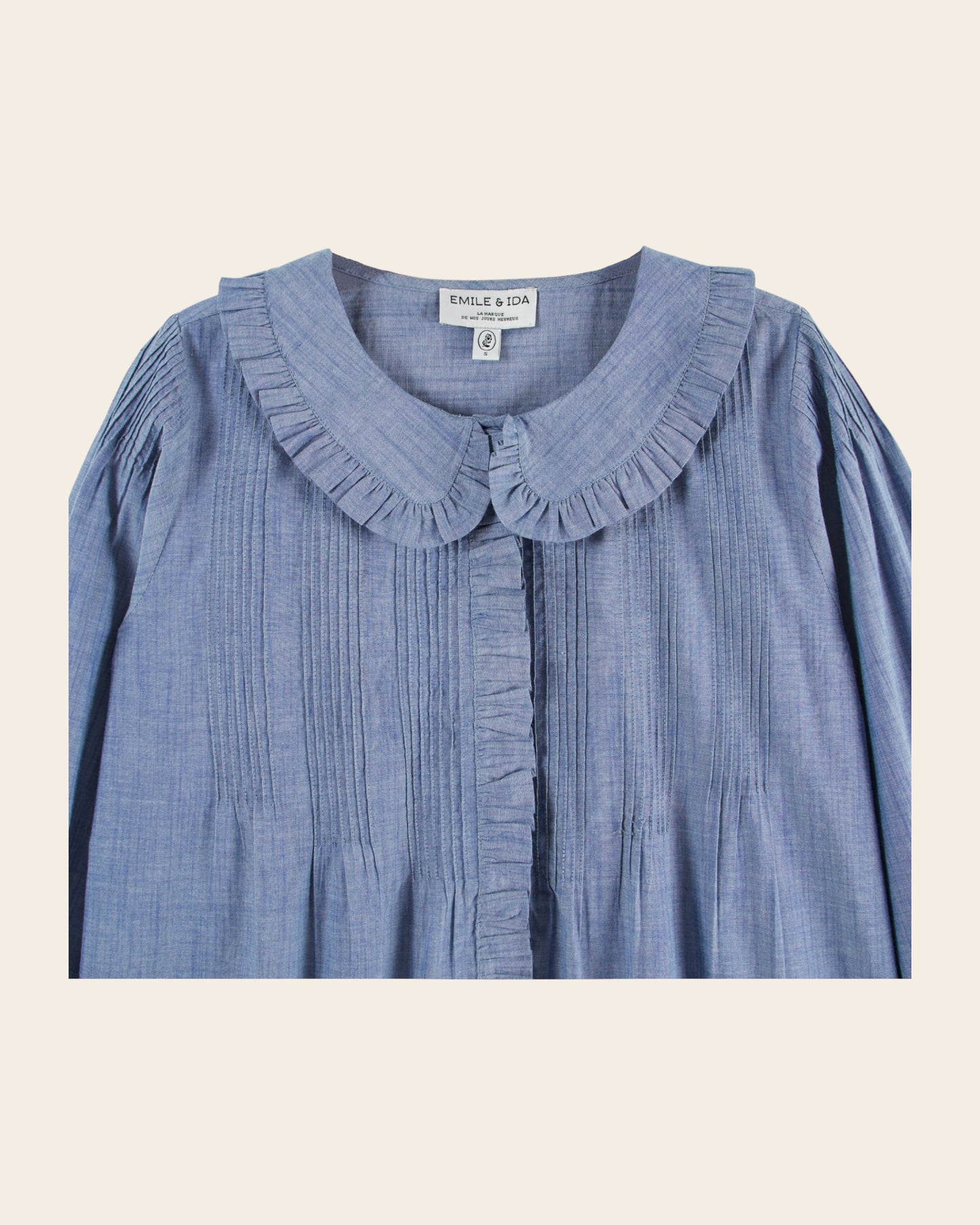Blouse - Plissée bleu chambray