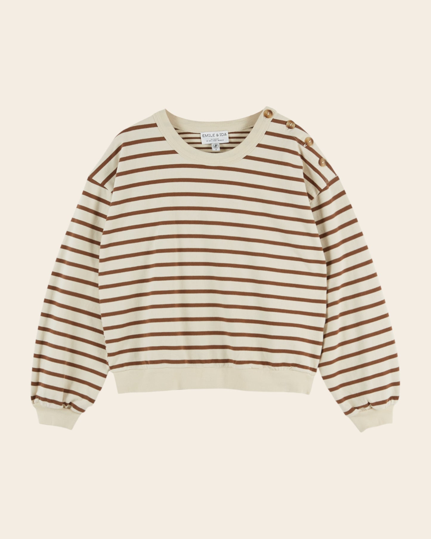 Sweat - Rayé marron et écru
