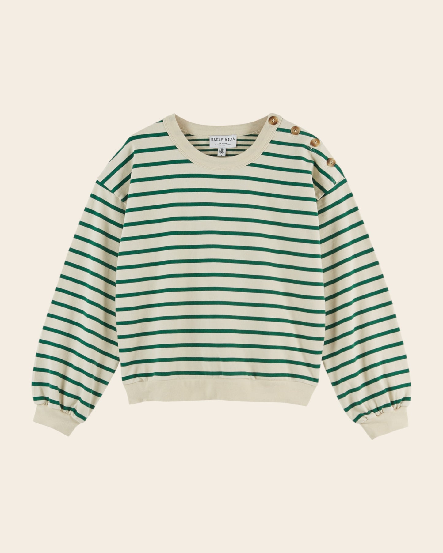 Sweat - Rayé vert et écru