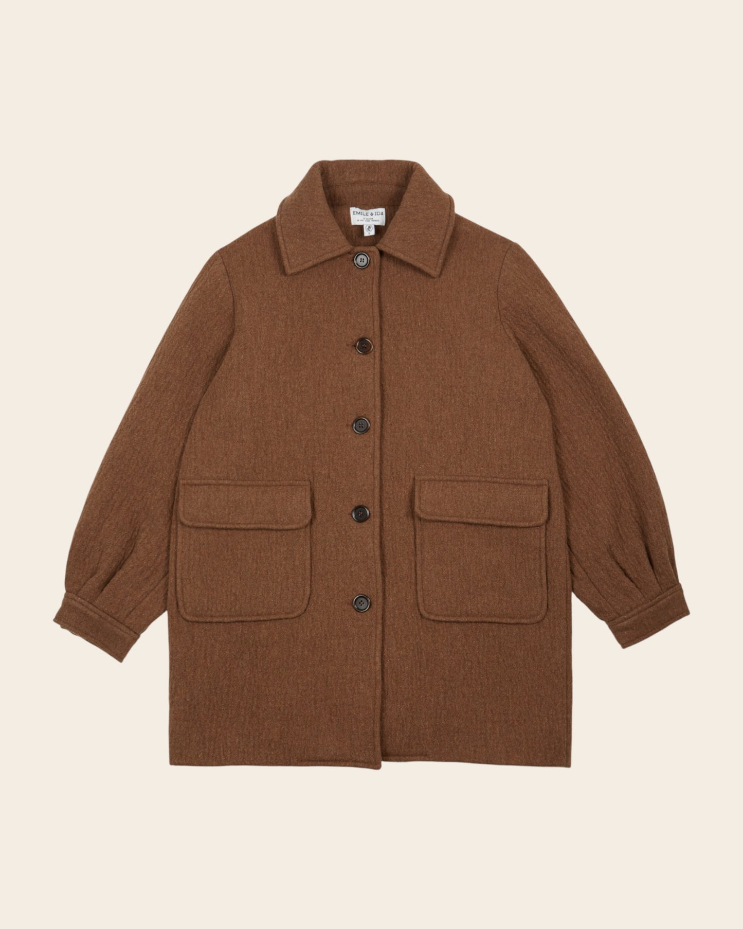 Manteau - Laine gaufrée marron