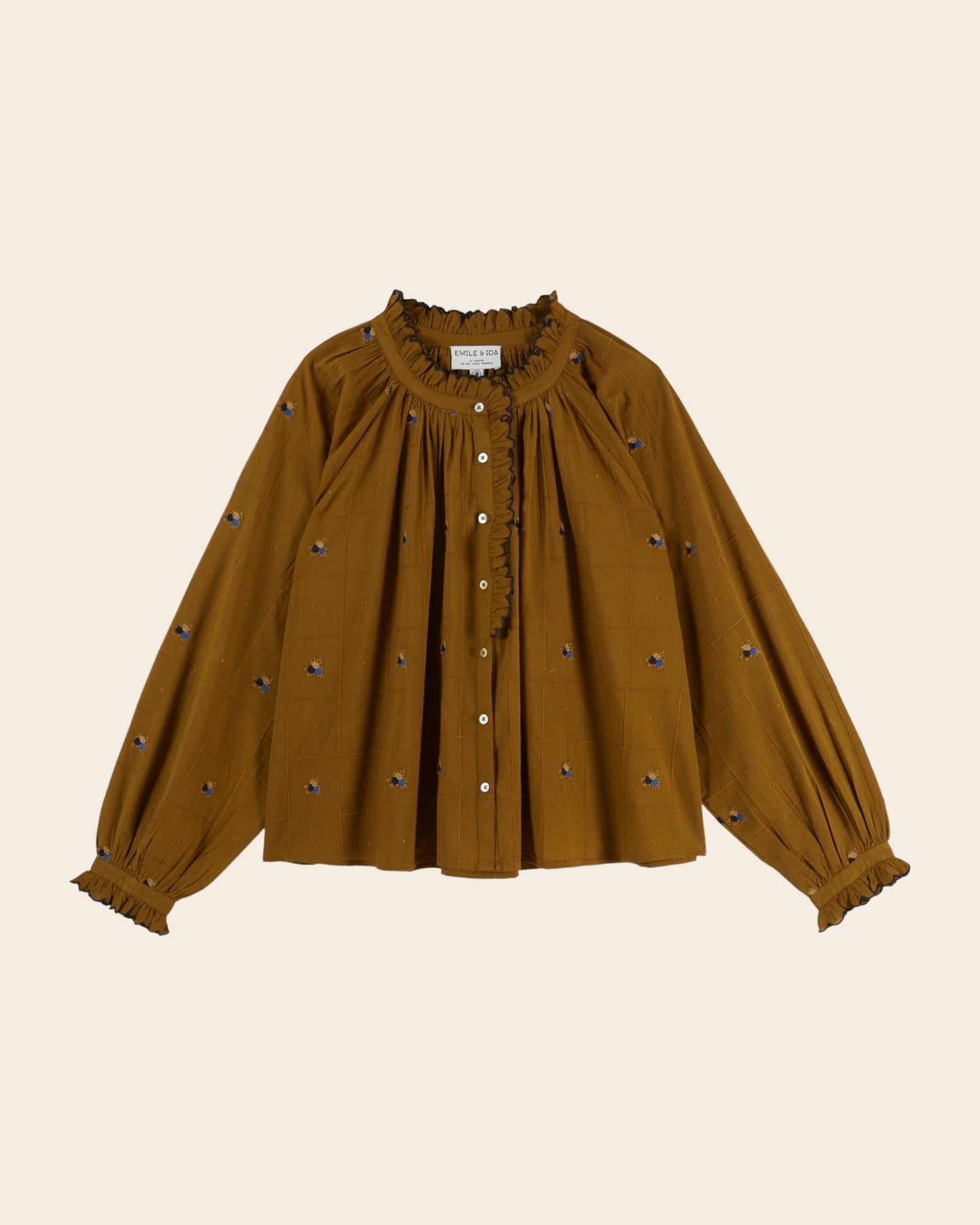 Blouse - Vintage brodée olive