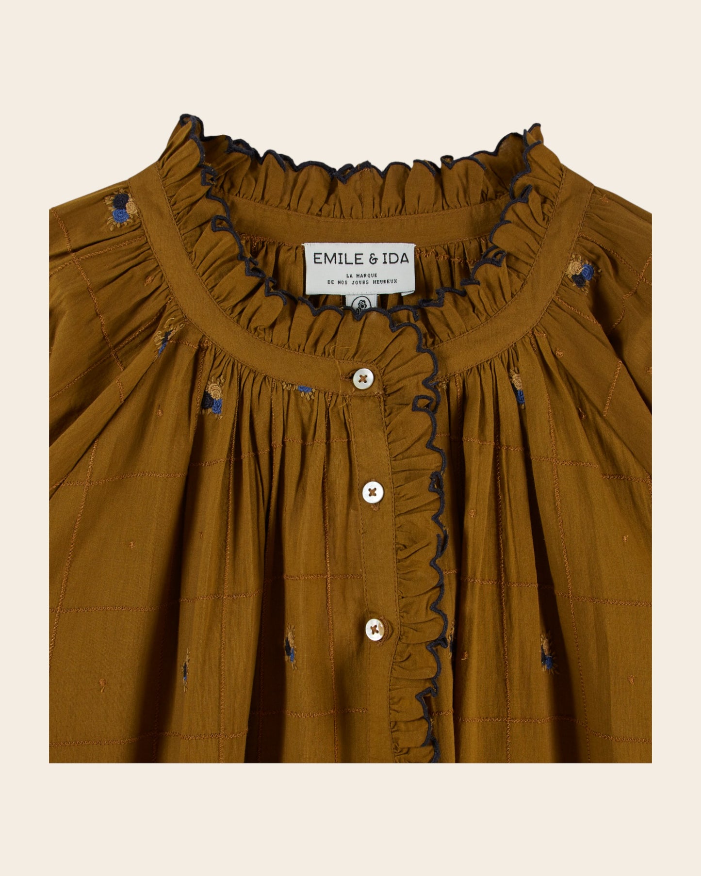 Blouse - Vintage brodée olive