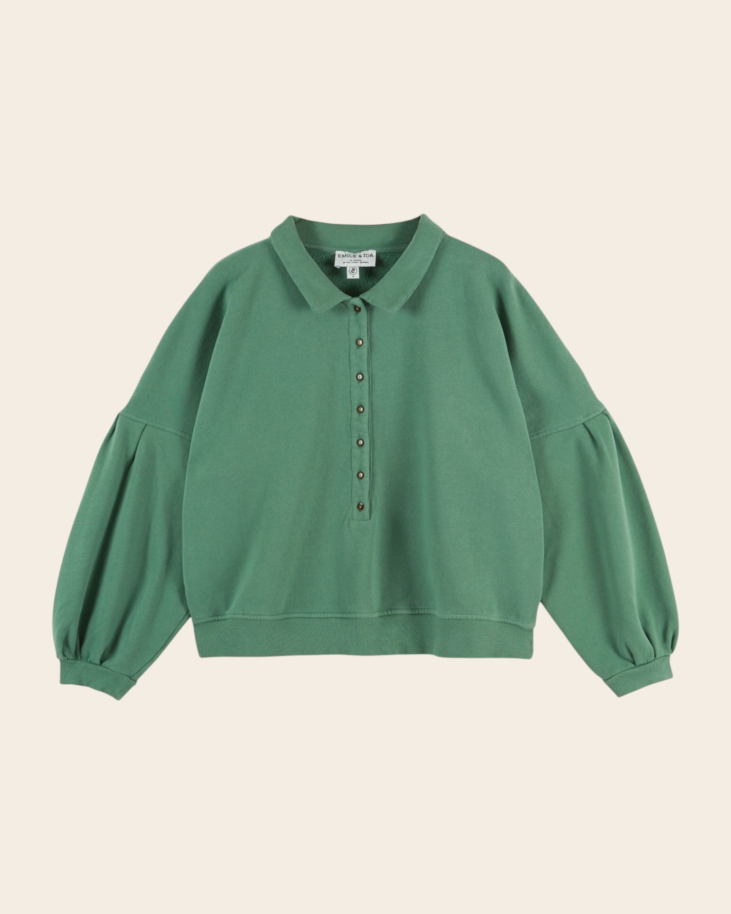 Sweat polo - Boutonné vert