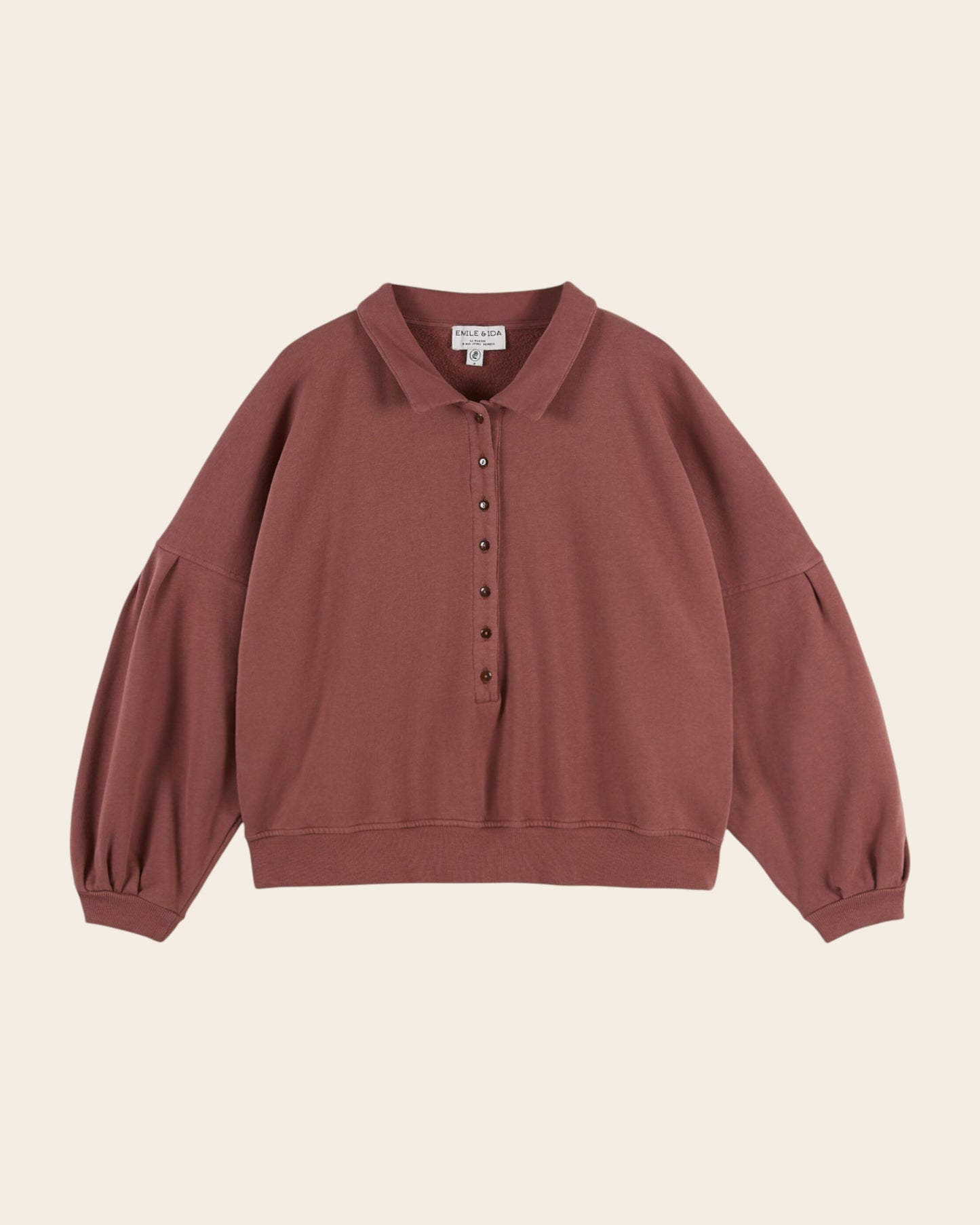 Sweat polo - Boutonné violine