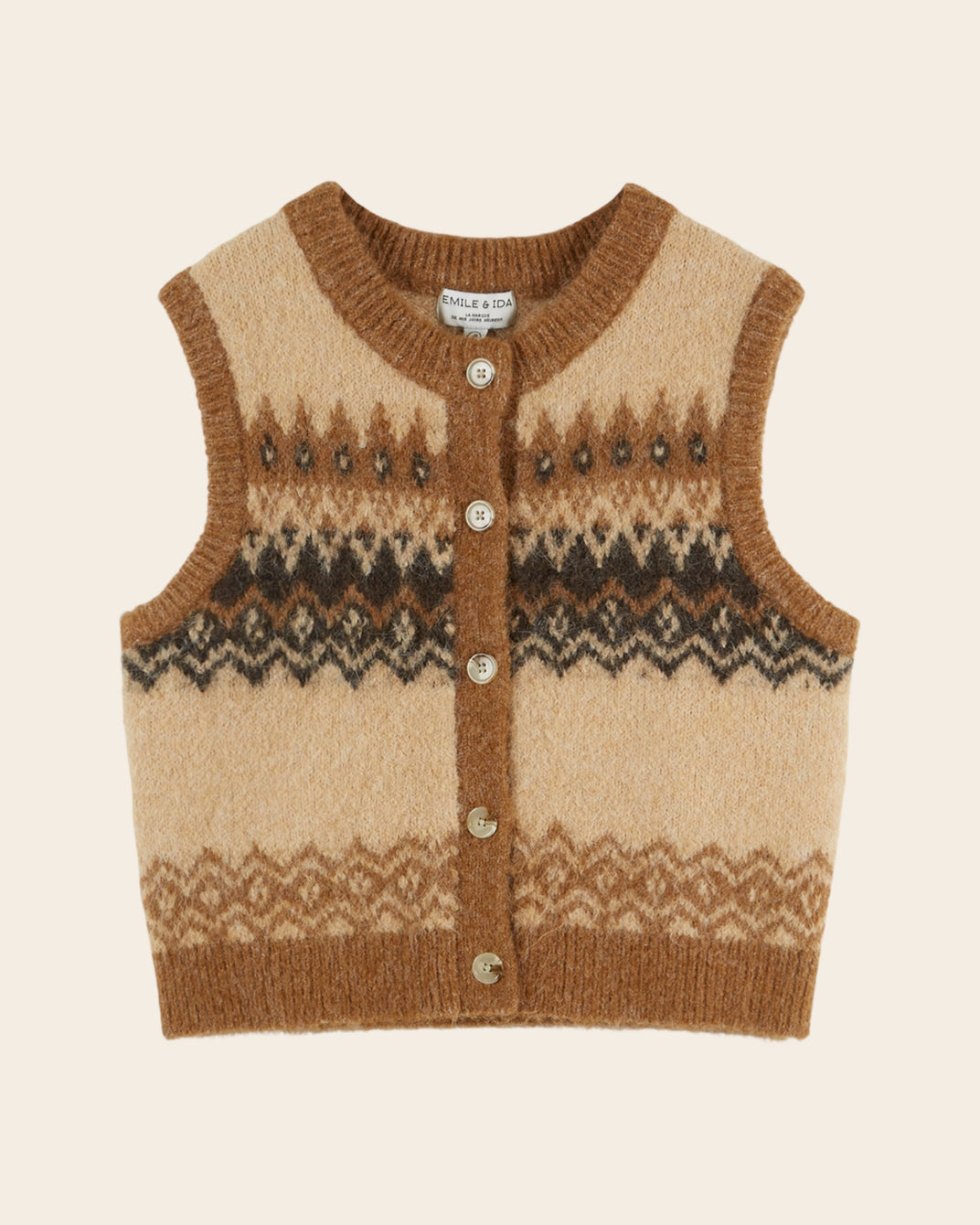 Cardigan sans manches - Jacquard beige
