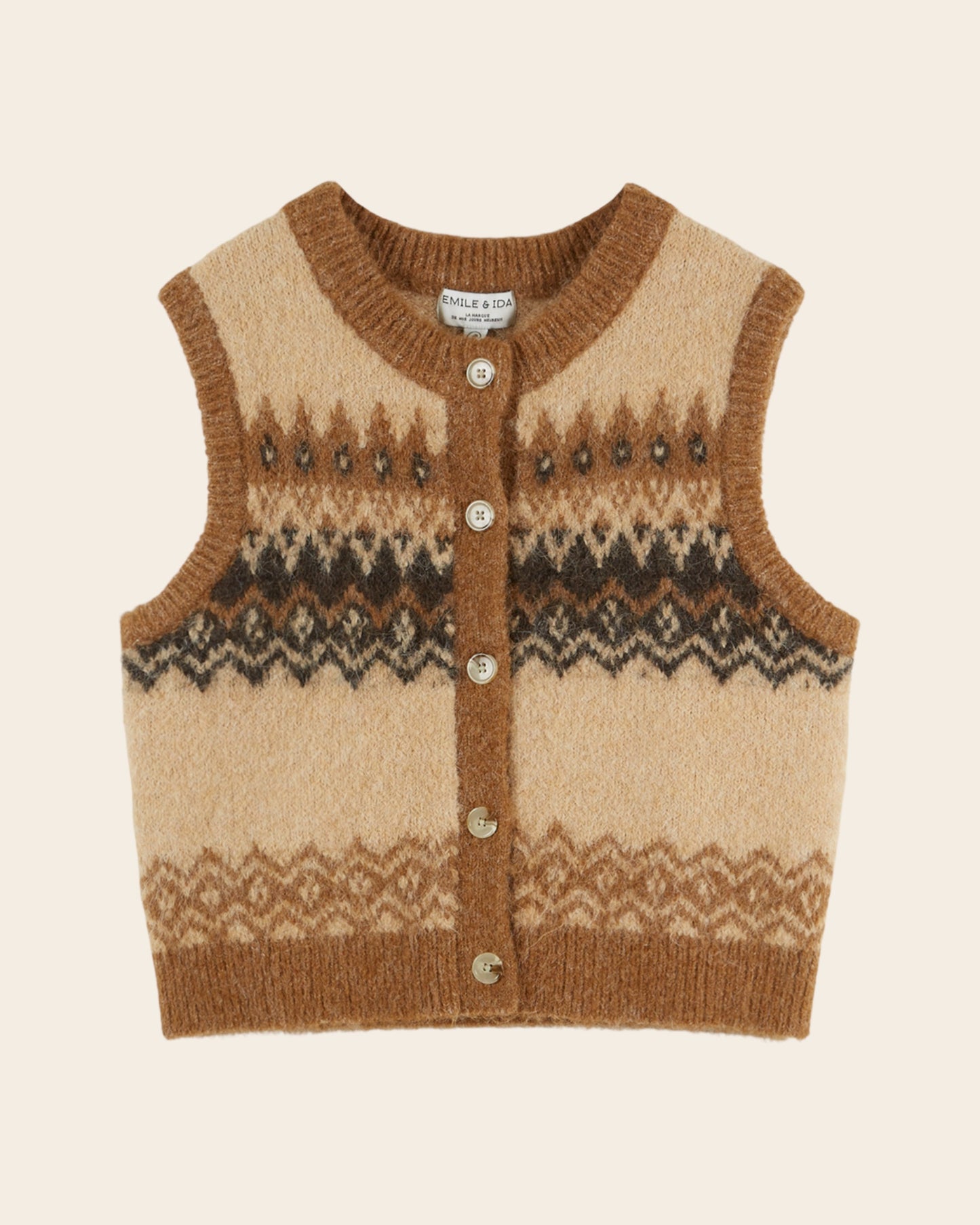 Cardigan sans manches - Jacquard beige
