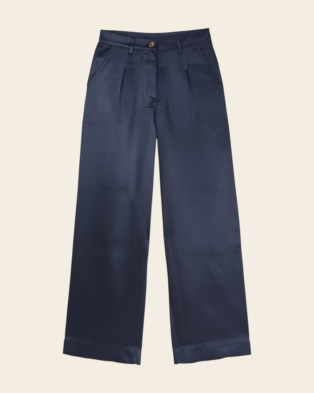 Pantalon - Satiné bleu marine