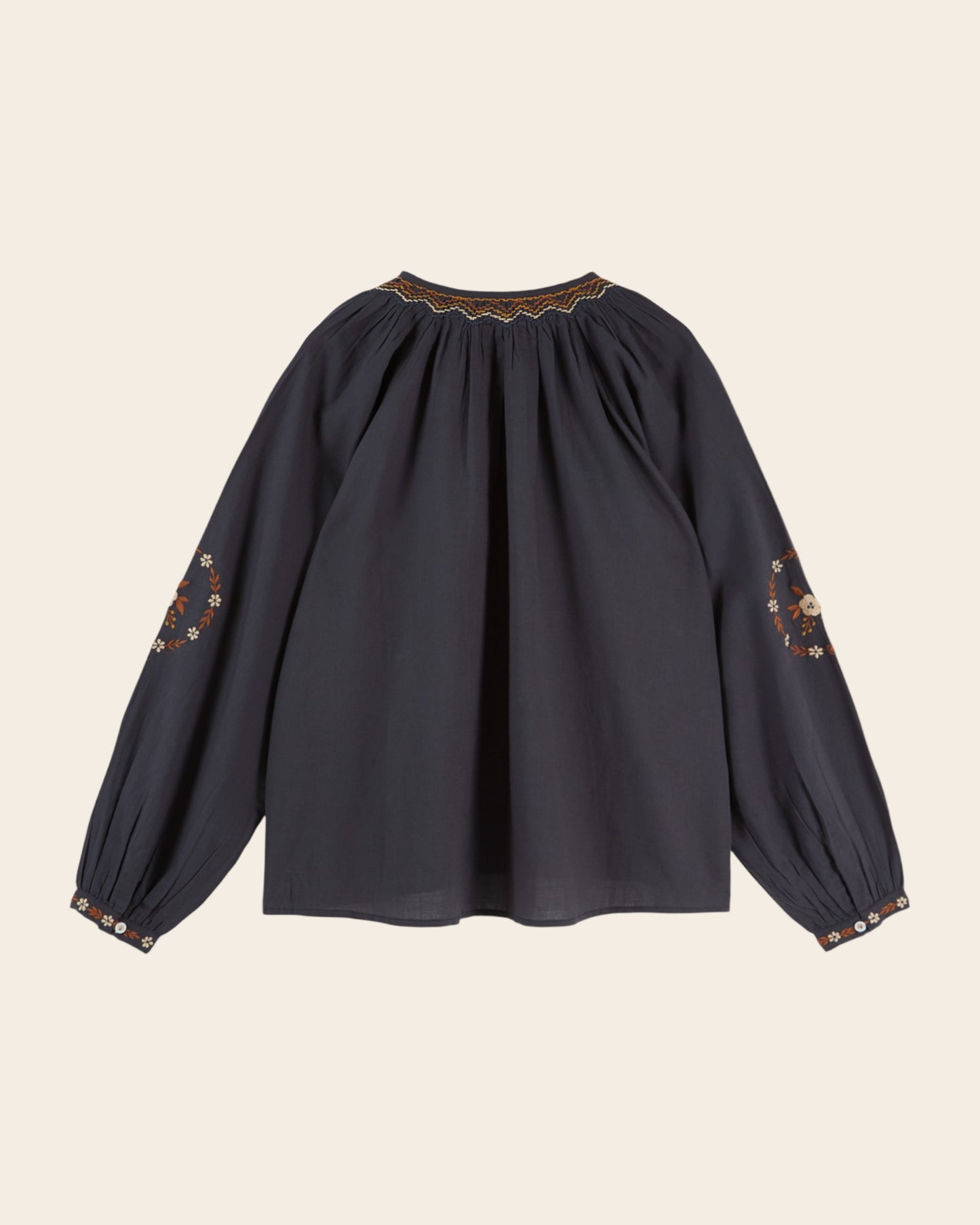 Blouse - Brodée ethnique gris anthracite
