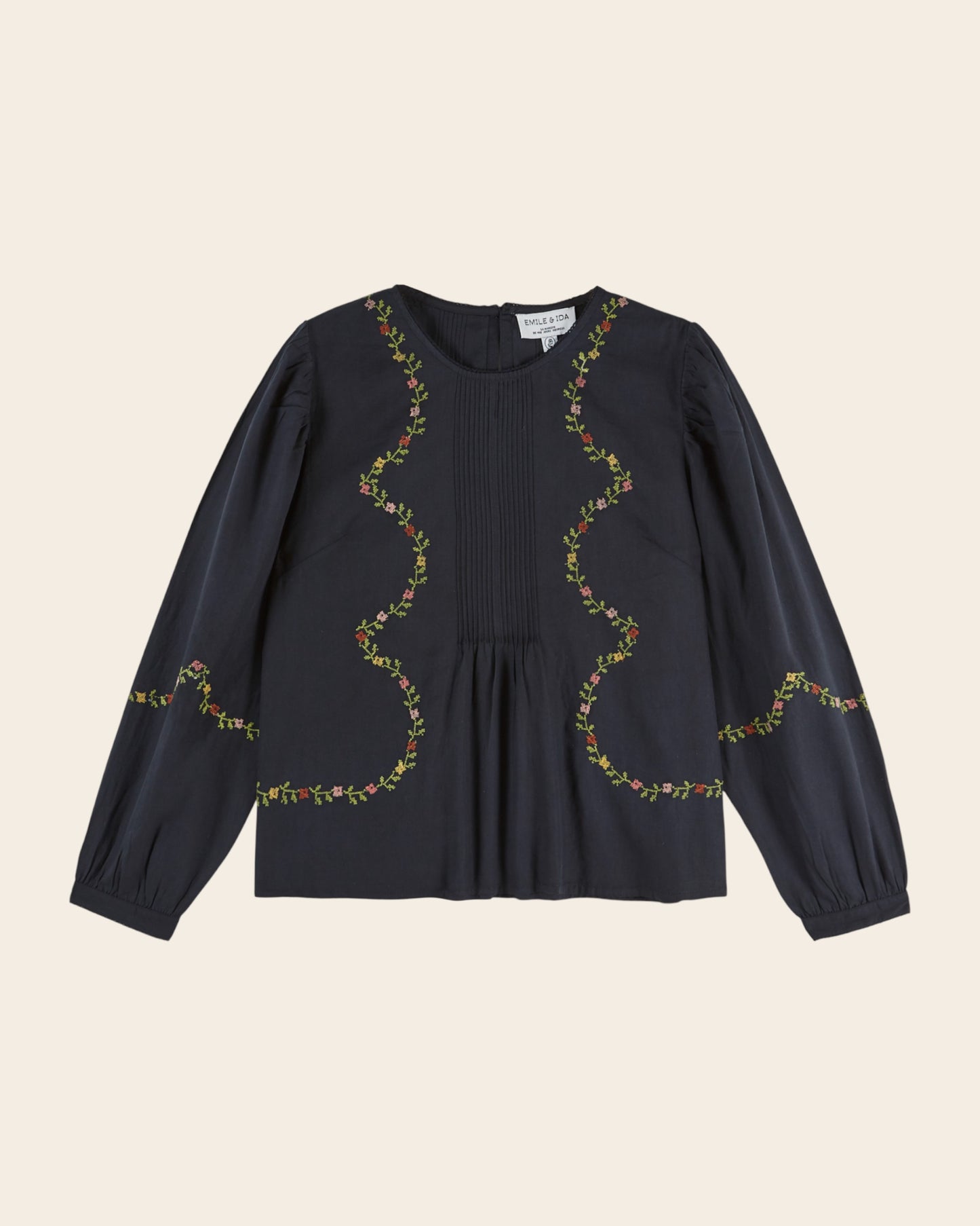 Blouse - Brodée point de croix noir