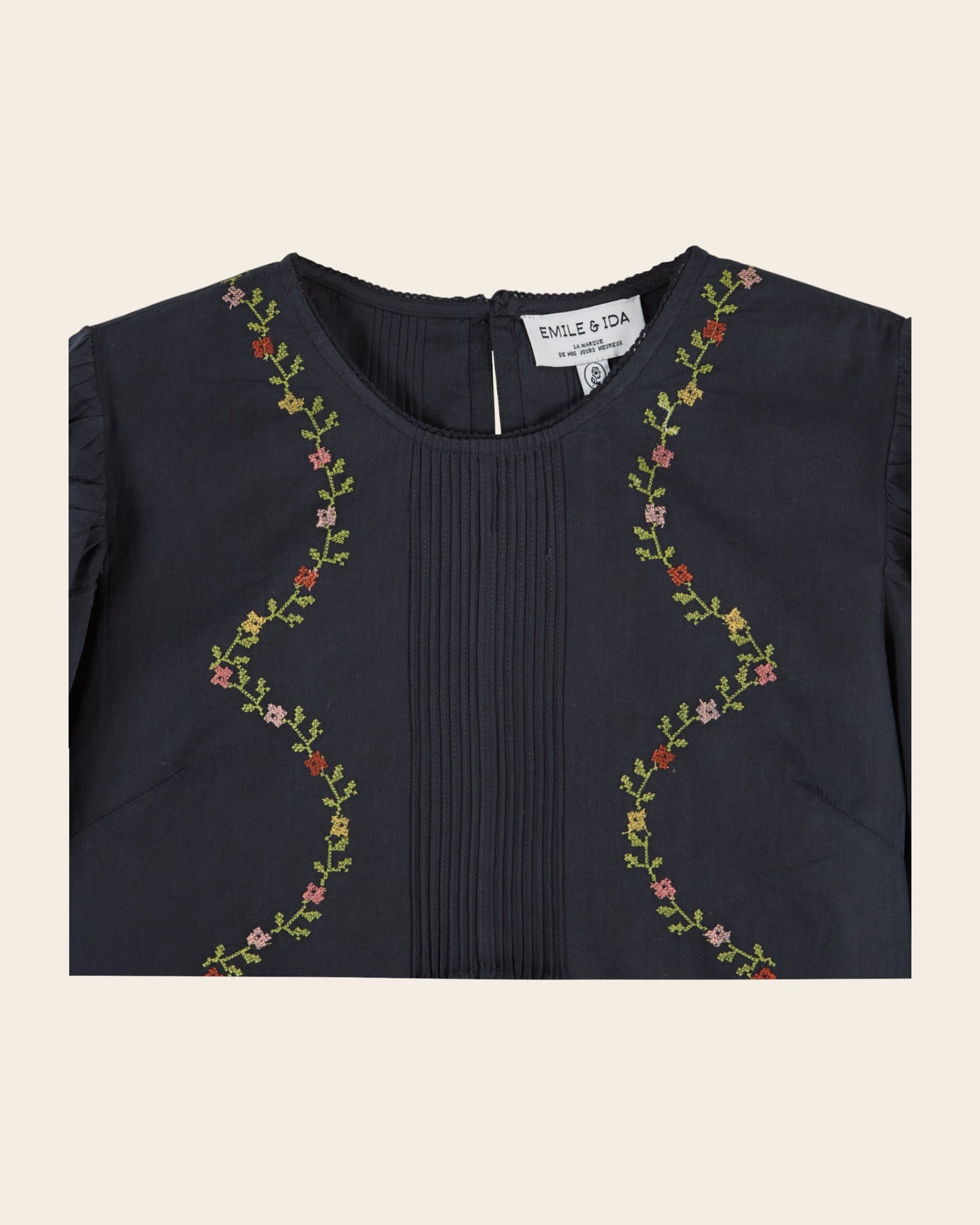 Blouse - Brodée point de croix noir