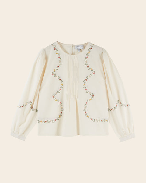 Blouse - Brodée point de croix écru