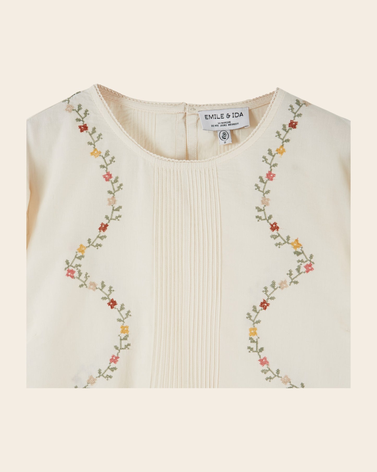 Blouse - Brodée point de croix écru