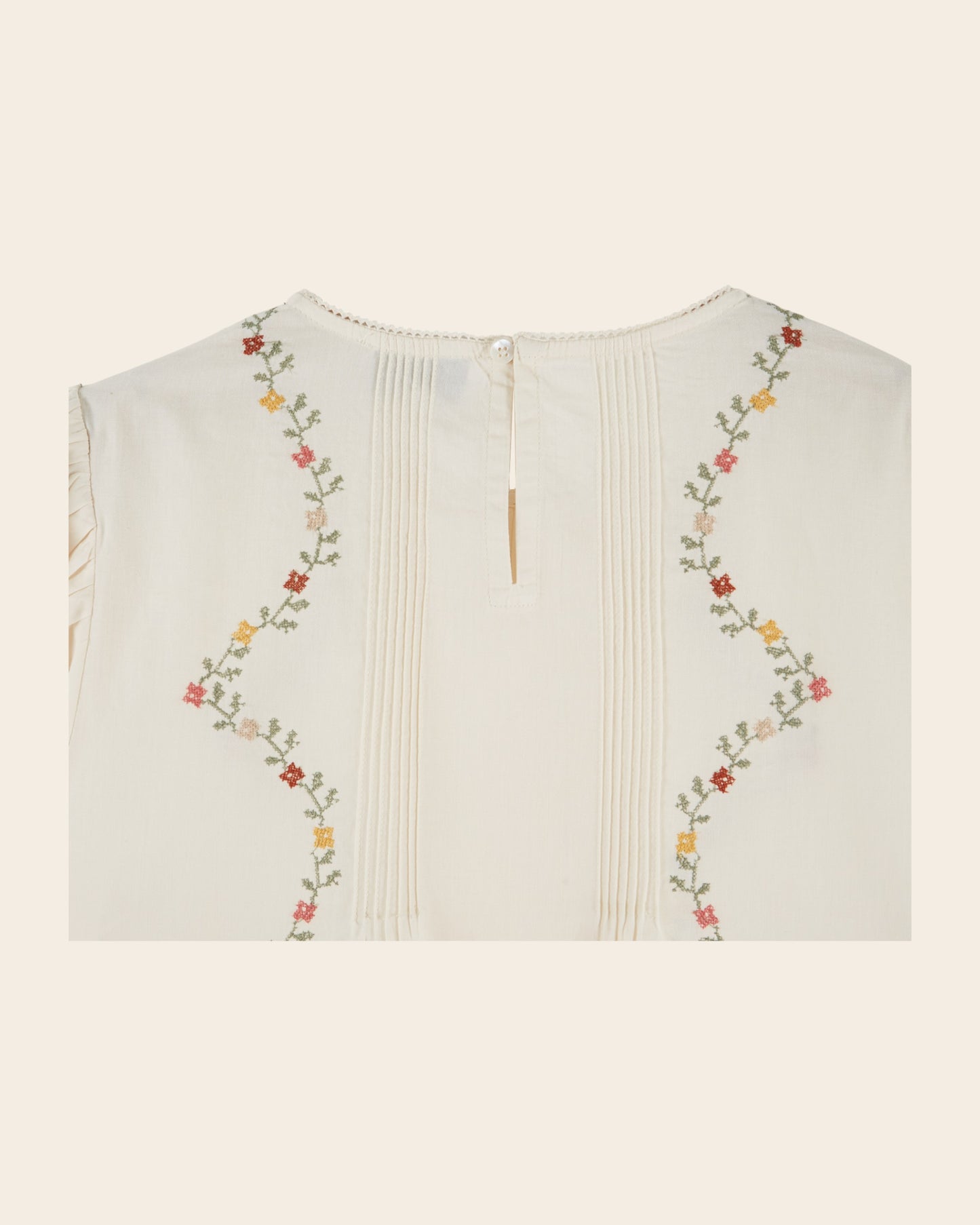 Blouse - Brodée point de croix écru