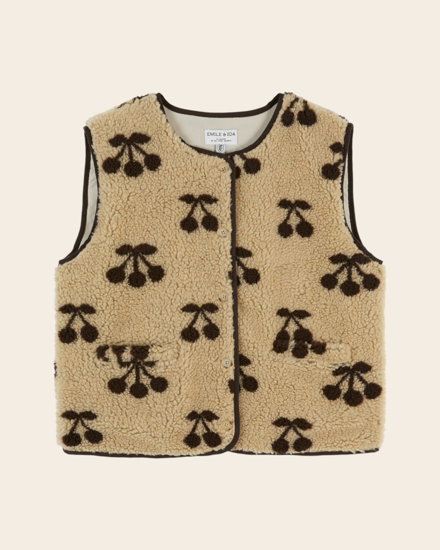 Veste sans manches - Moumoute cerises beige
