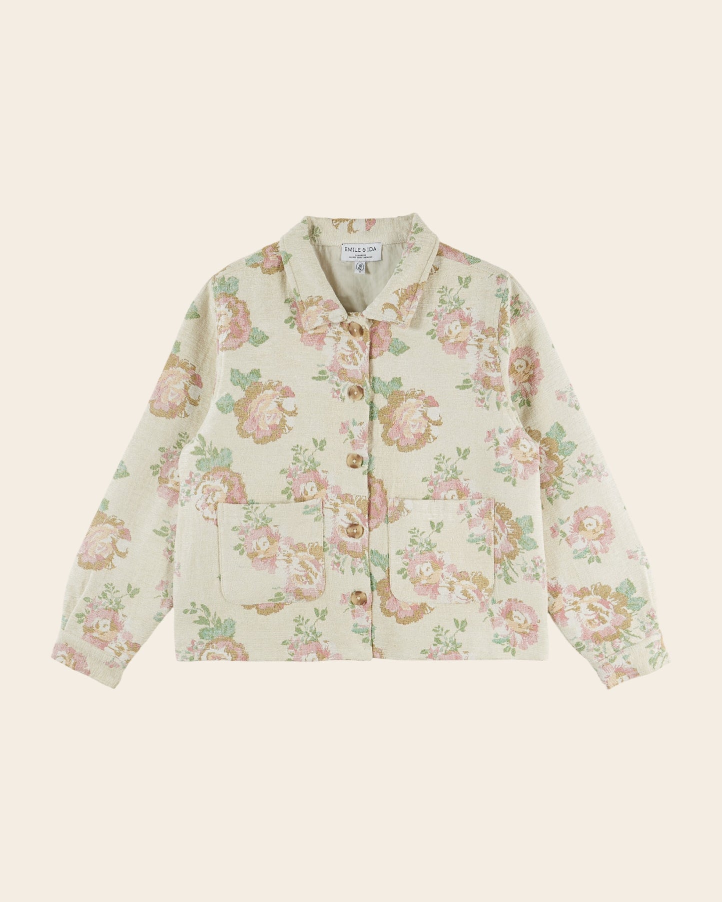 Veste - Fleurie jacquard beige